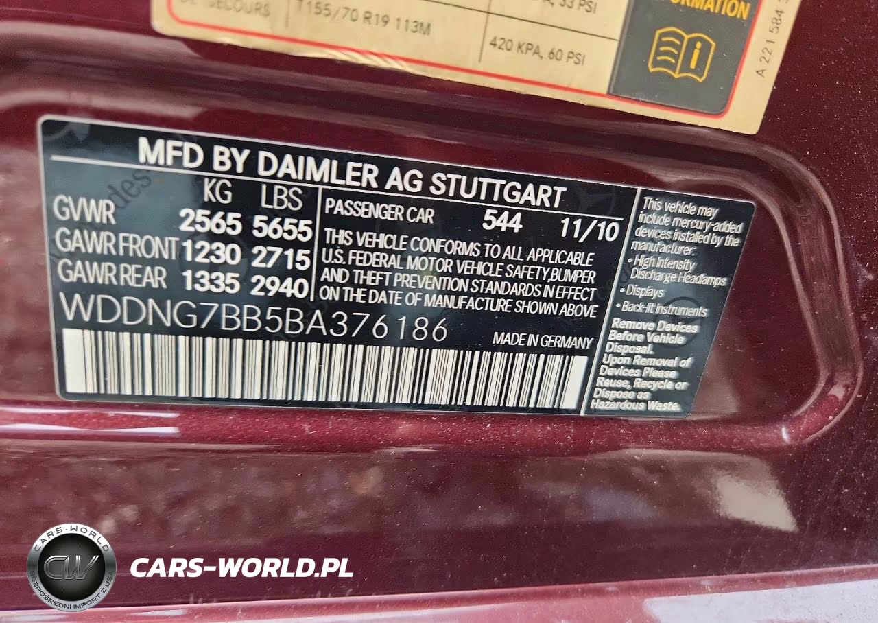2011 Mercedes-Benz S 550 VIN:WDDNG7BB5BA376186 - 12
