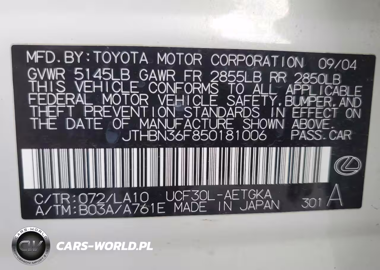 2005 Lexus Ls 430 VIN:JTHBN36F850181006 - 12