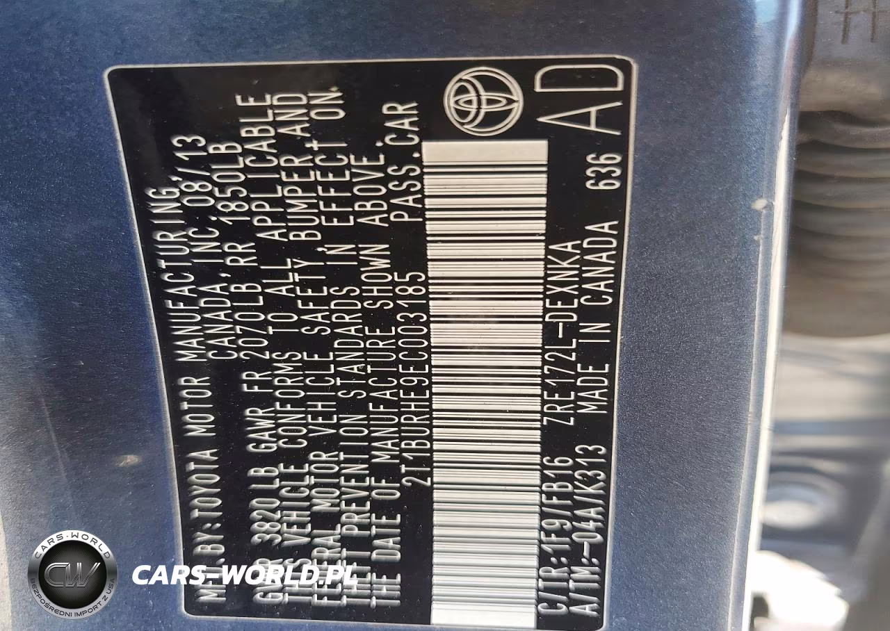 2014 Toyota Corolla Le VIN:2T1BURHE9EC003185 - 12