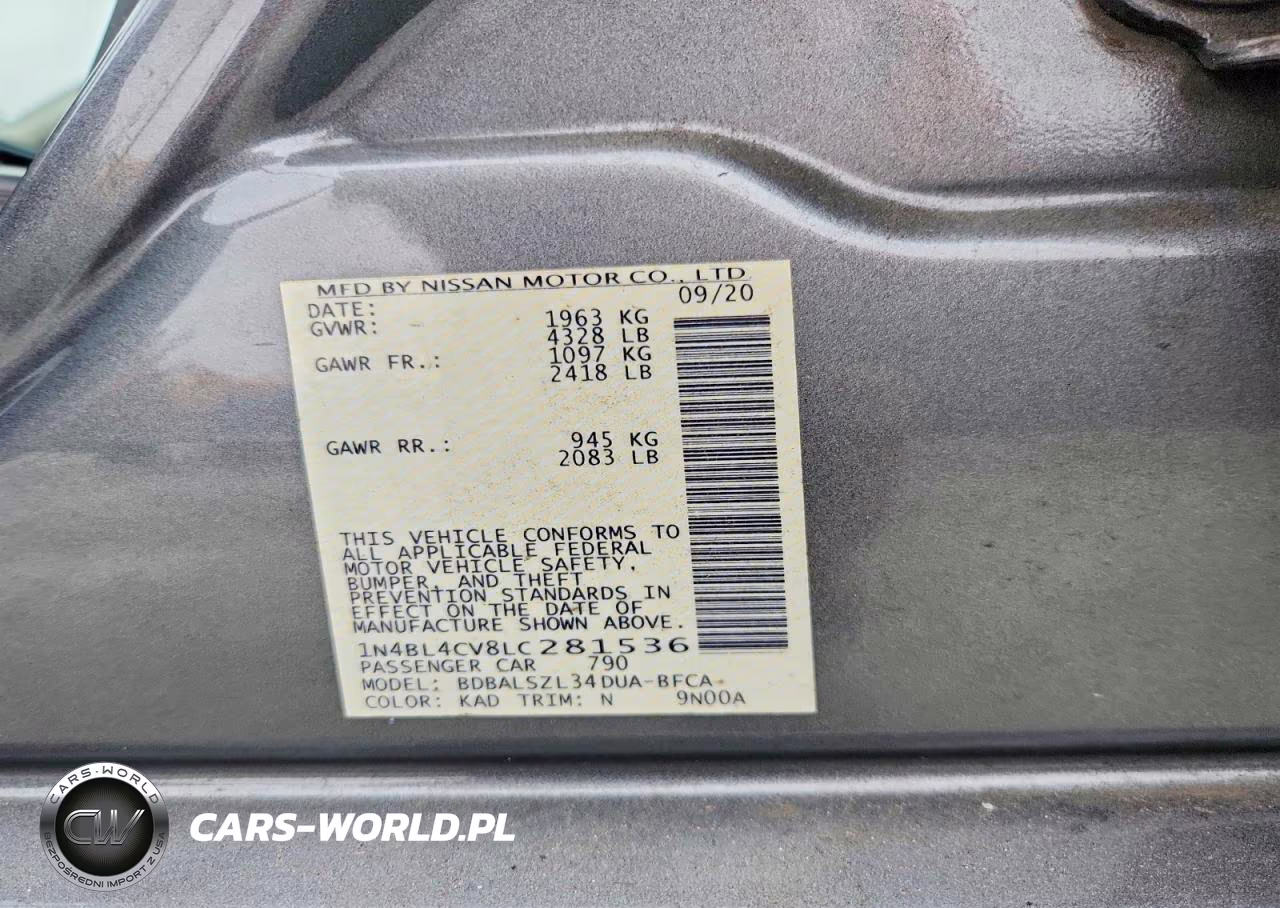 2020 Nissan Altima Sr VIN:1N4BL4CV8LC281536 - 13
