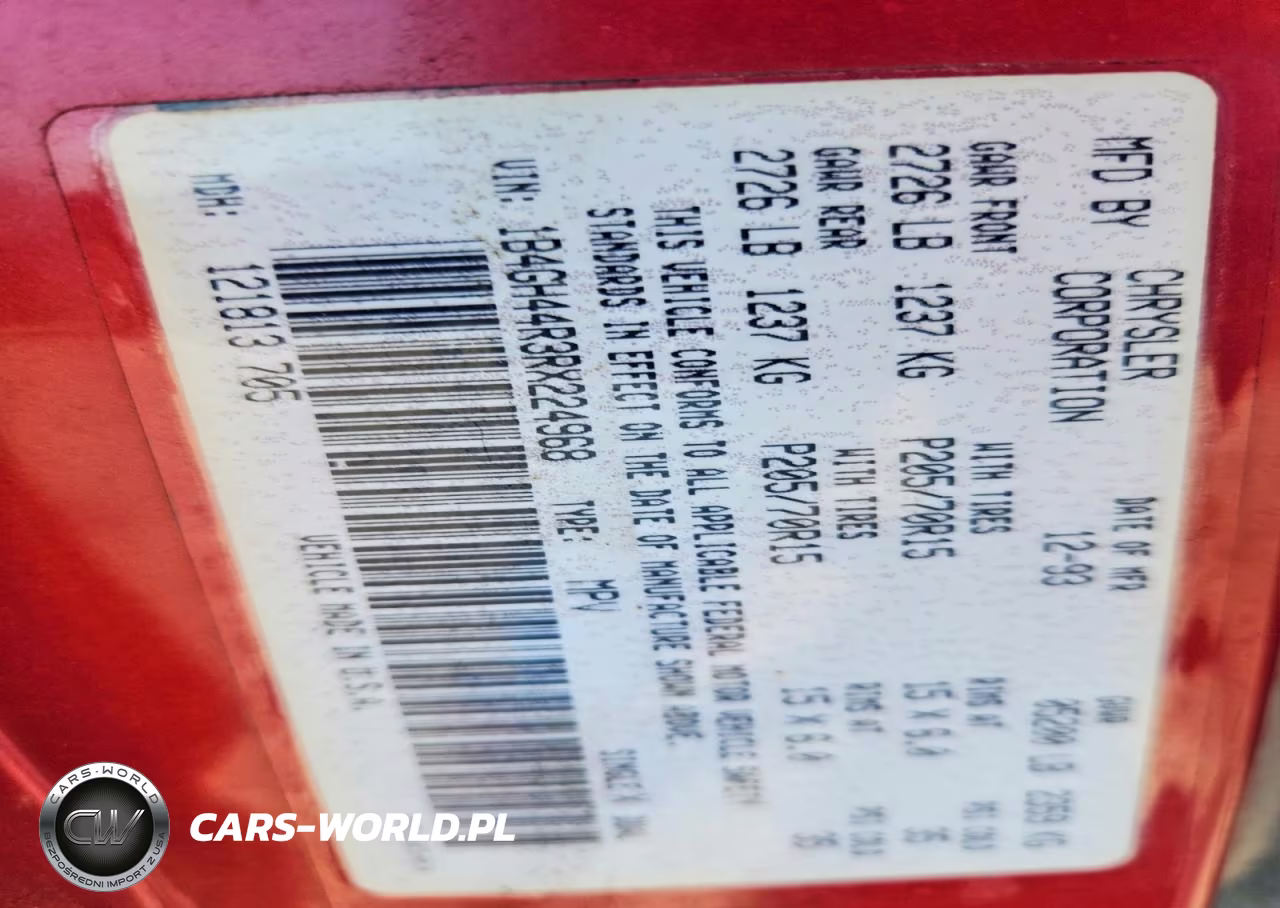 1994 Dodge Grand Caravan Se VIN:1B4GH44R3RX224968 - 13
