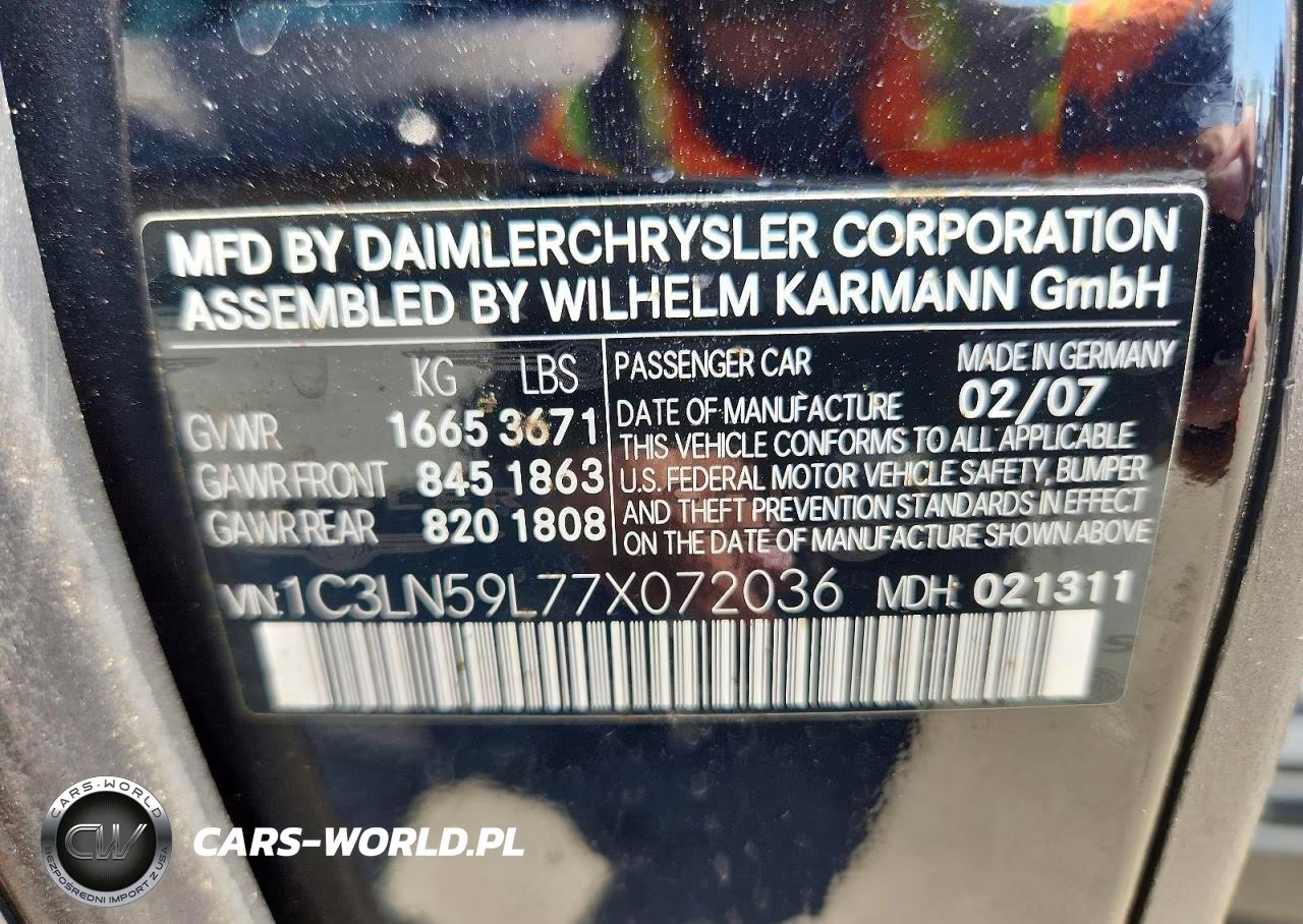 2007 Chrysler Crossfire VIN:1C3LN59L77X072036 - 12