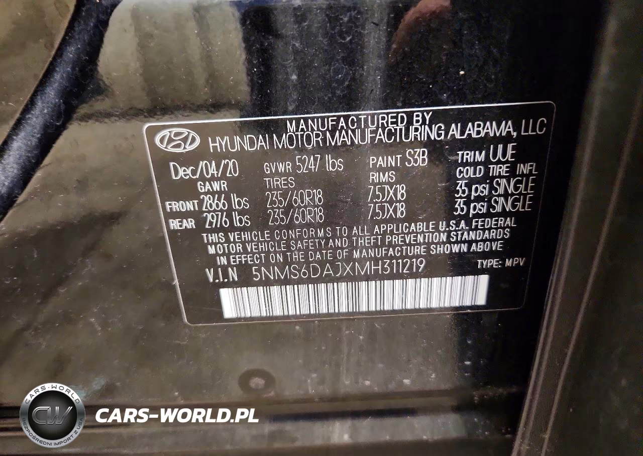 2021 Hyundai Santa Fe Sel VIN:5NMS6DAJXMH311219 - 12