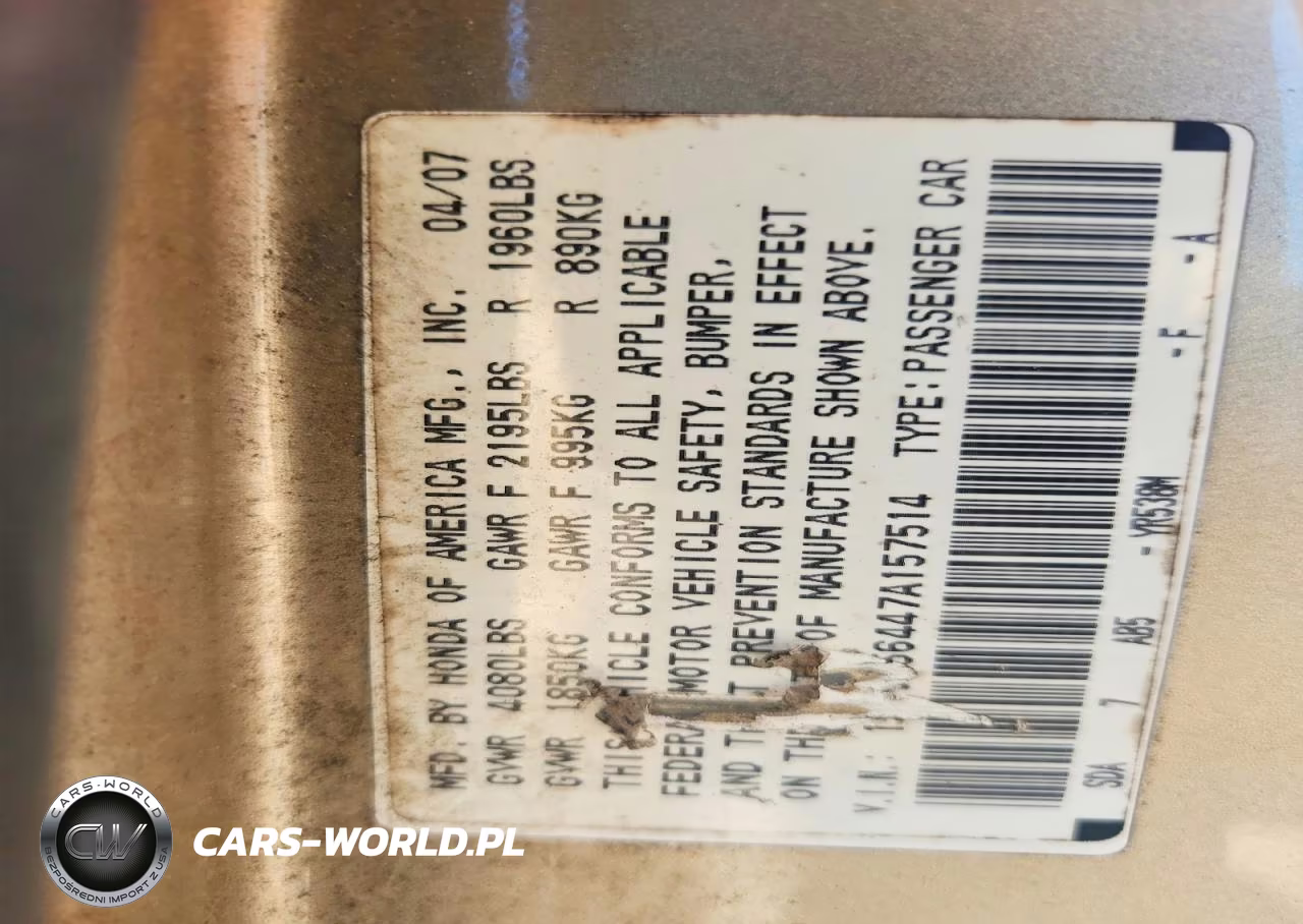 2007 Honda Accord Lx VIN:1HGCM56447A157514 - 13