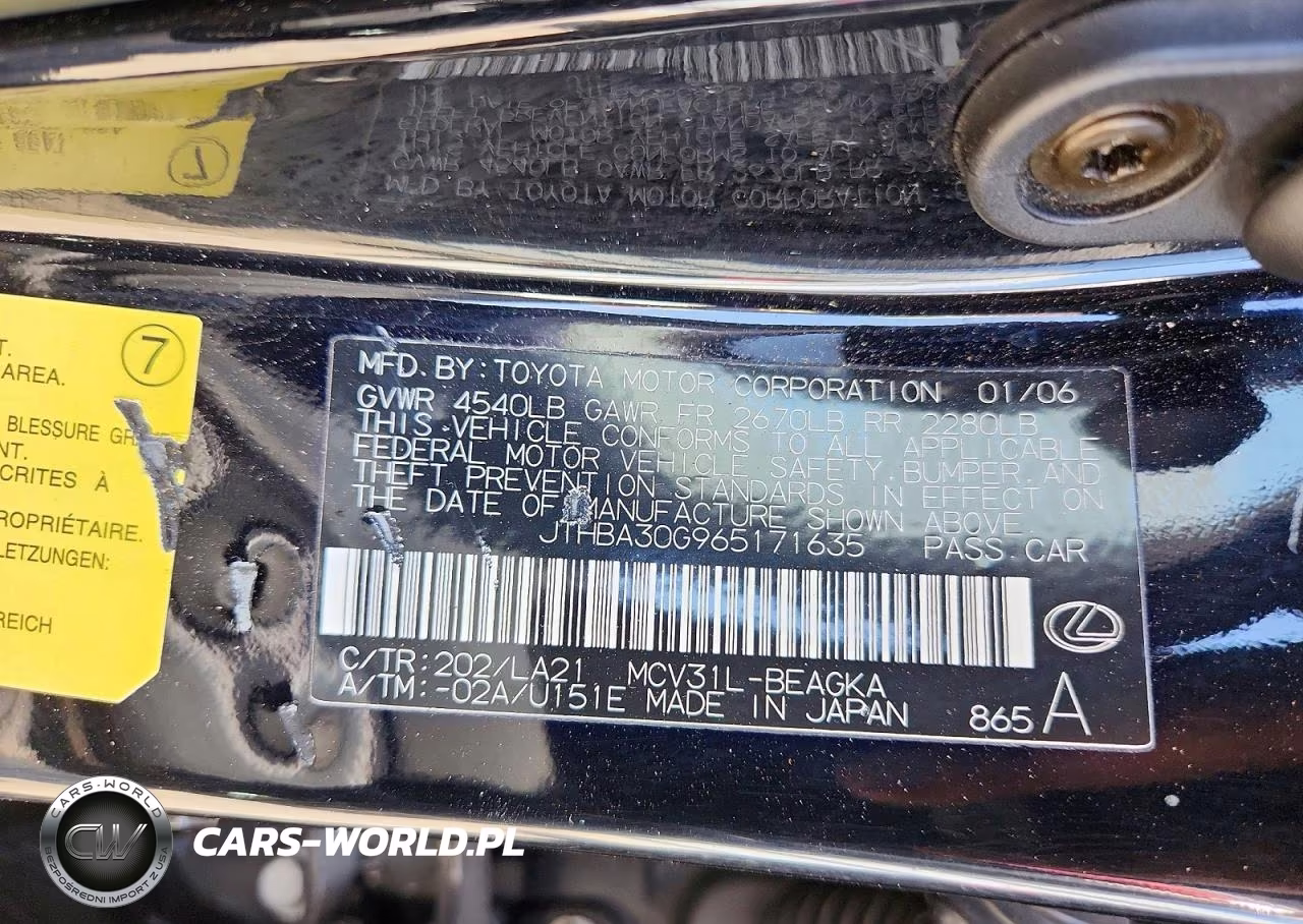 2006 Lexus Es 330 VIN:JTHBA30G965171635 - 12