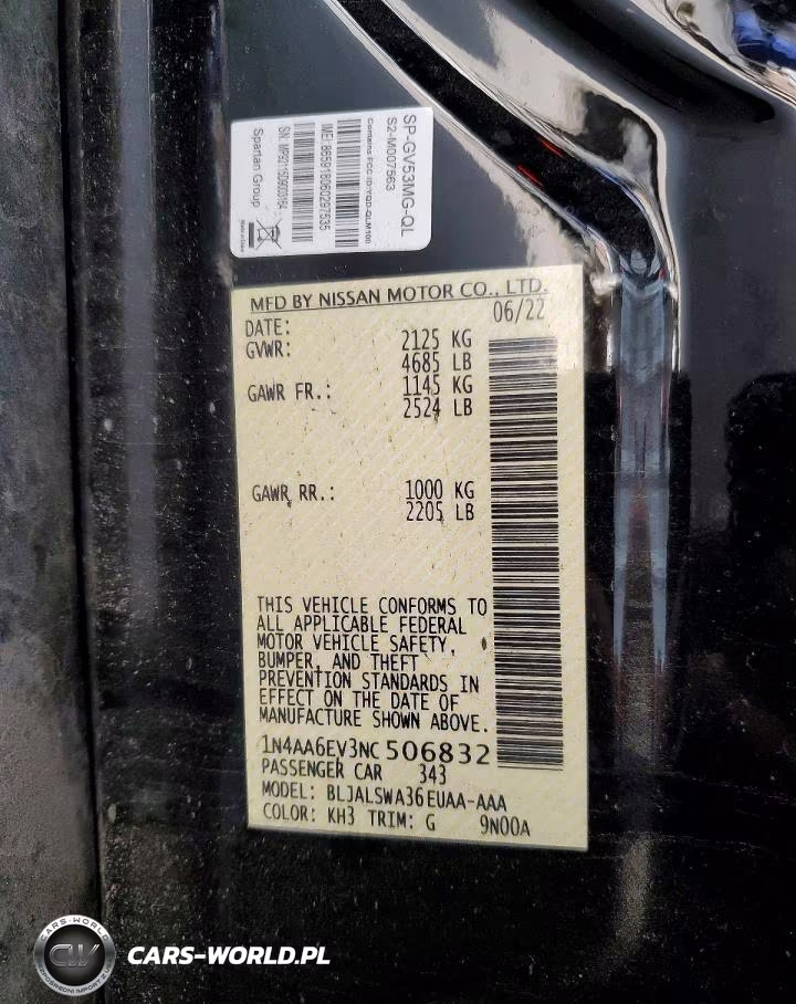 2022 Nissan Maxima Sr VIN:1N4AA6EV3NC506832 - 13