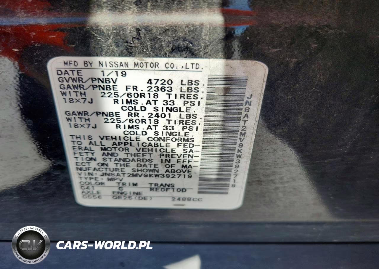 2019 Nissan Rogue Sv VIN:JN8AT2MV9KW392719 - 13