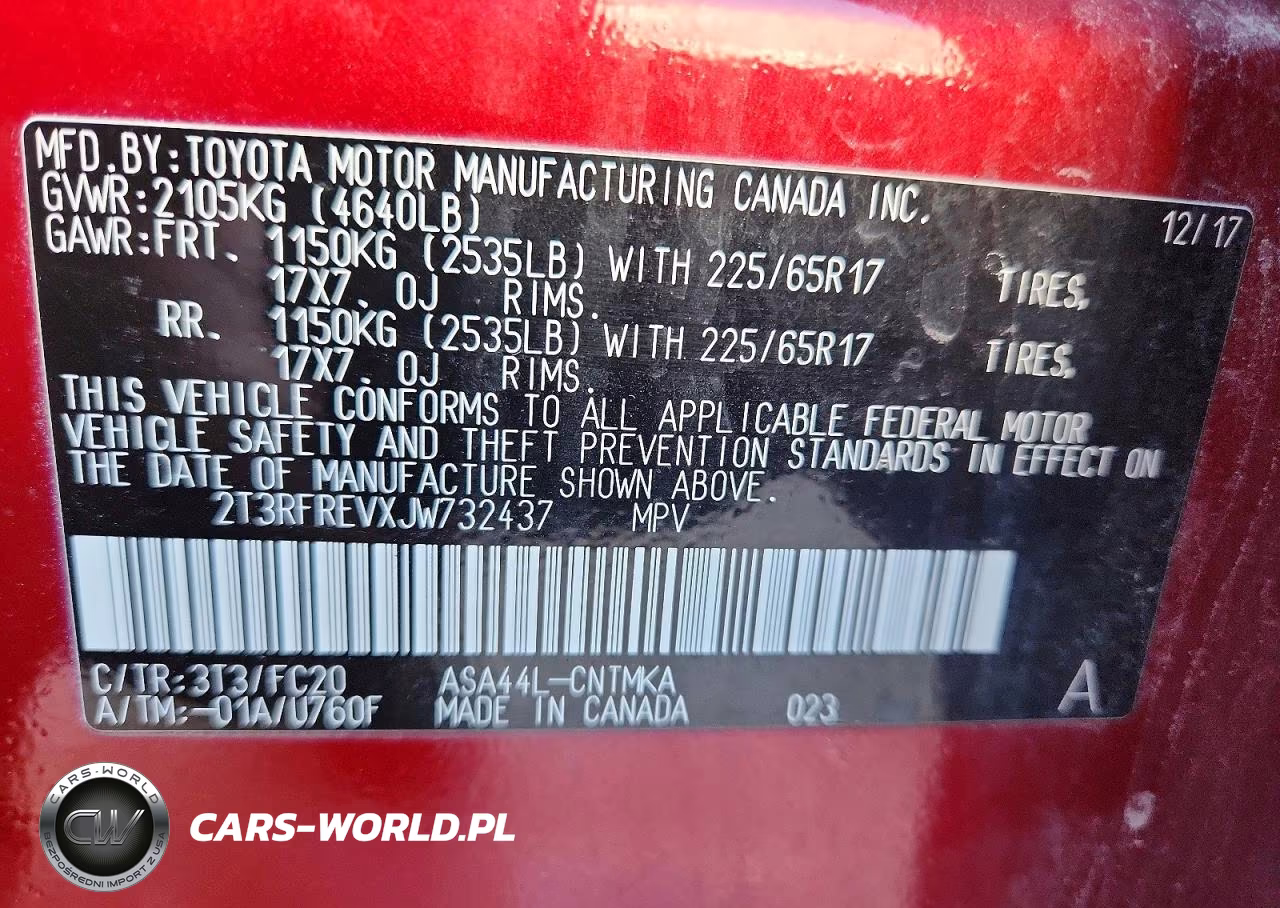 2018 Toyota Rav4 Xle VIN:2T3RFREVXJW732437 - 12