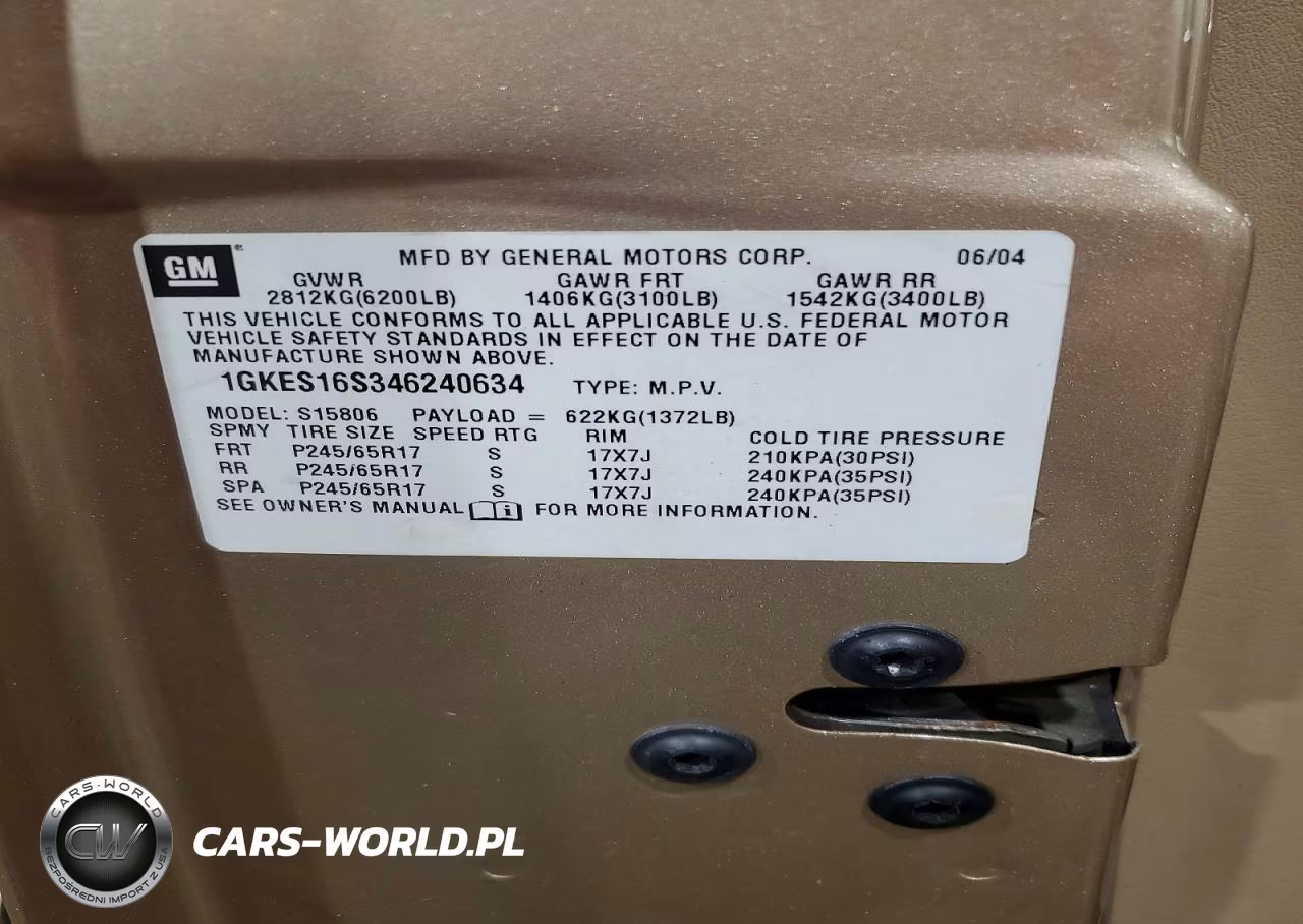 2004 GMC Envoy Xl VIN:1GKES16S346240634 - 13