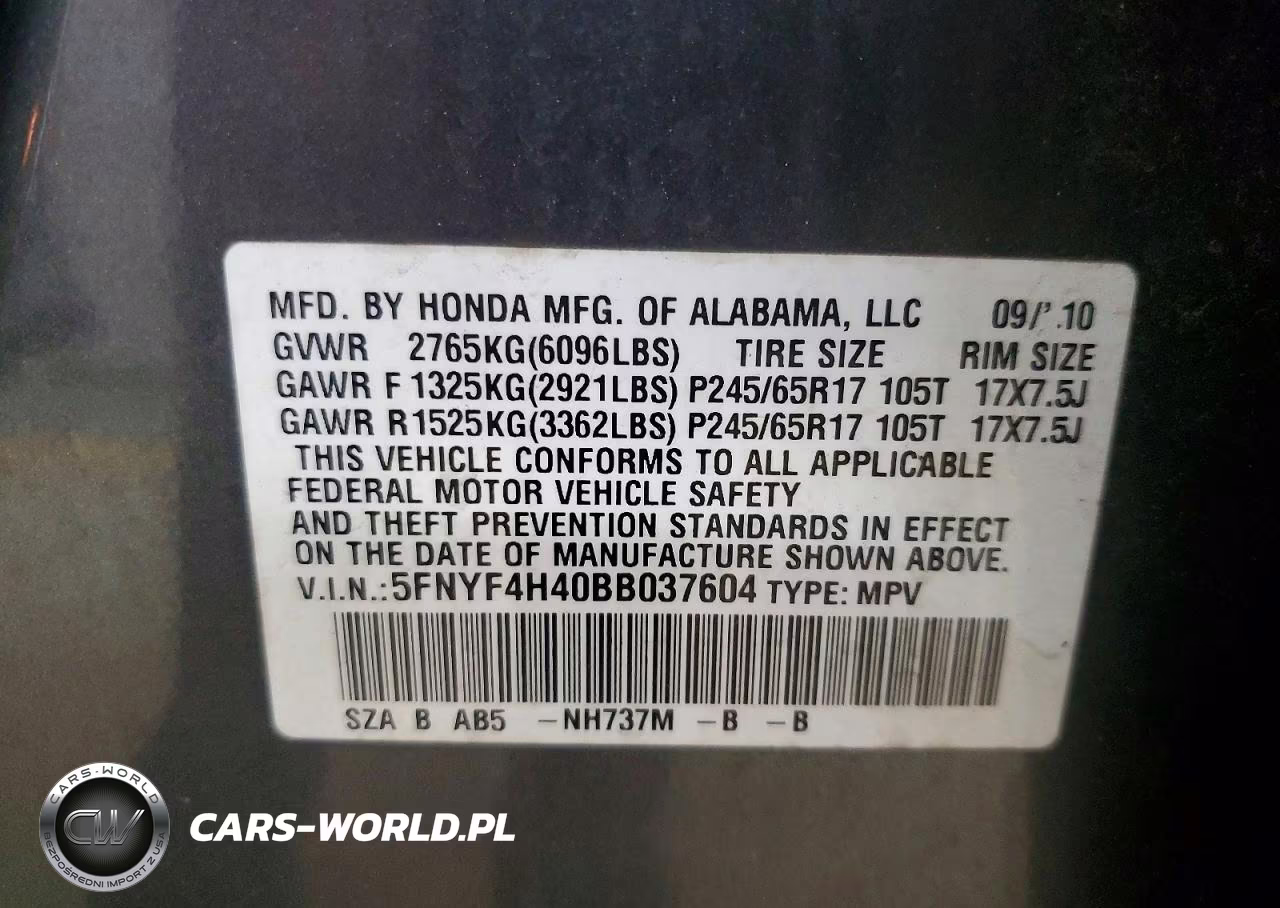 2011 Honda Pilot Ex VIN:5FNYF4H40BB037604 - 13
