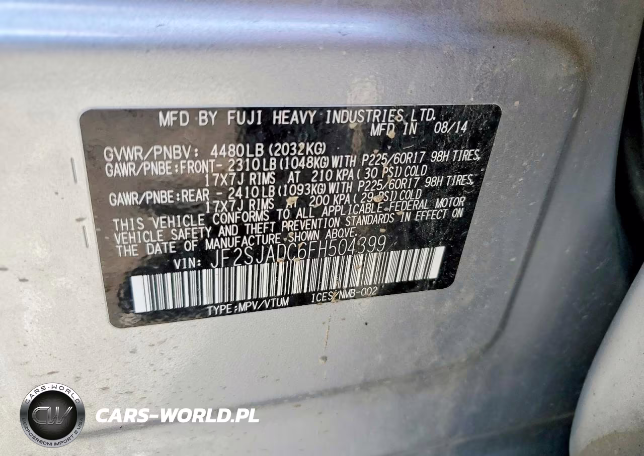 2015 Subaru Forester 2.5I Premium VIN:JF2SJADC6FH504399 - 13