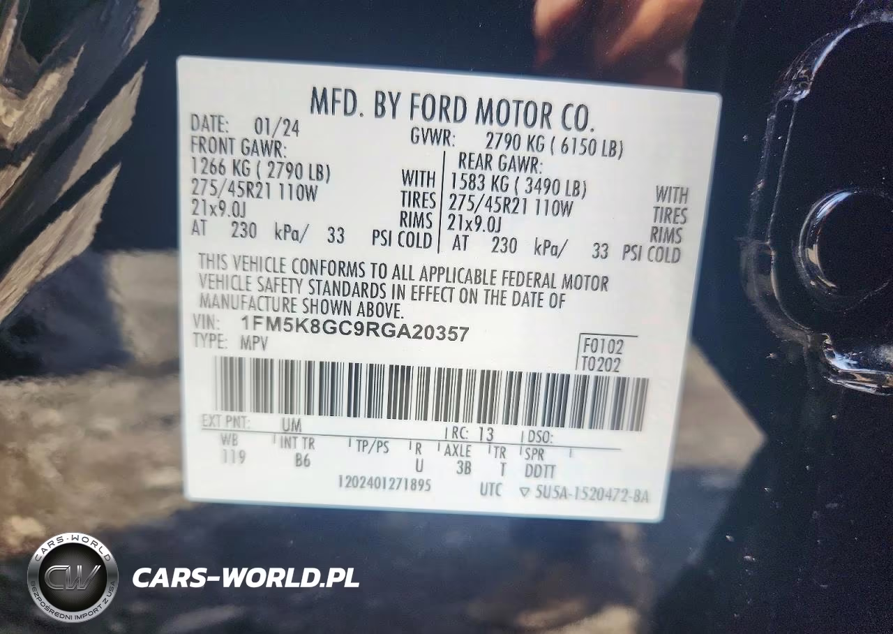 2024 Ford Explorer St VIN:1FM5K8GC9RGA20357 - 13
