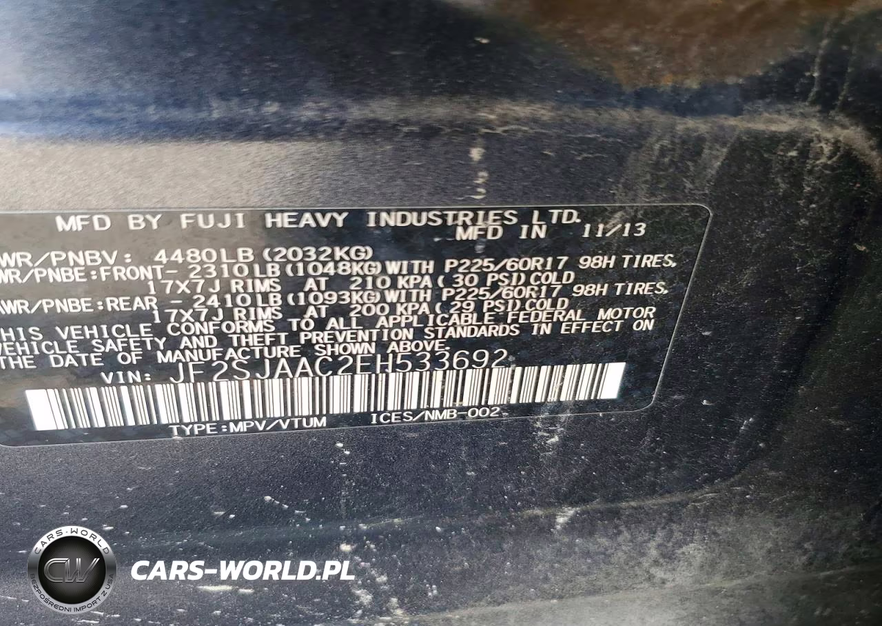 2014 Subaru Forester 2.5I VIN:JF2SJAAC2EH533692 - 13
