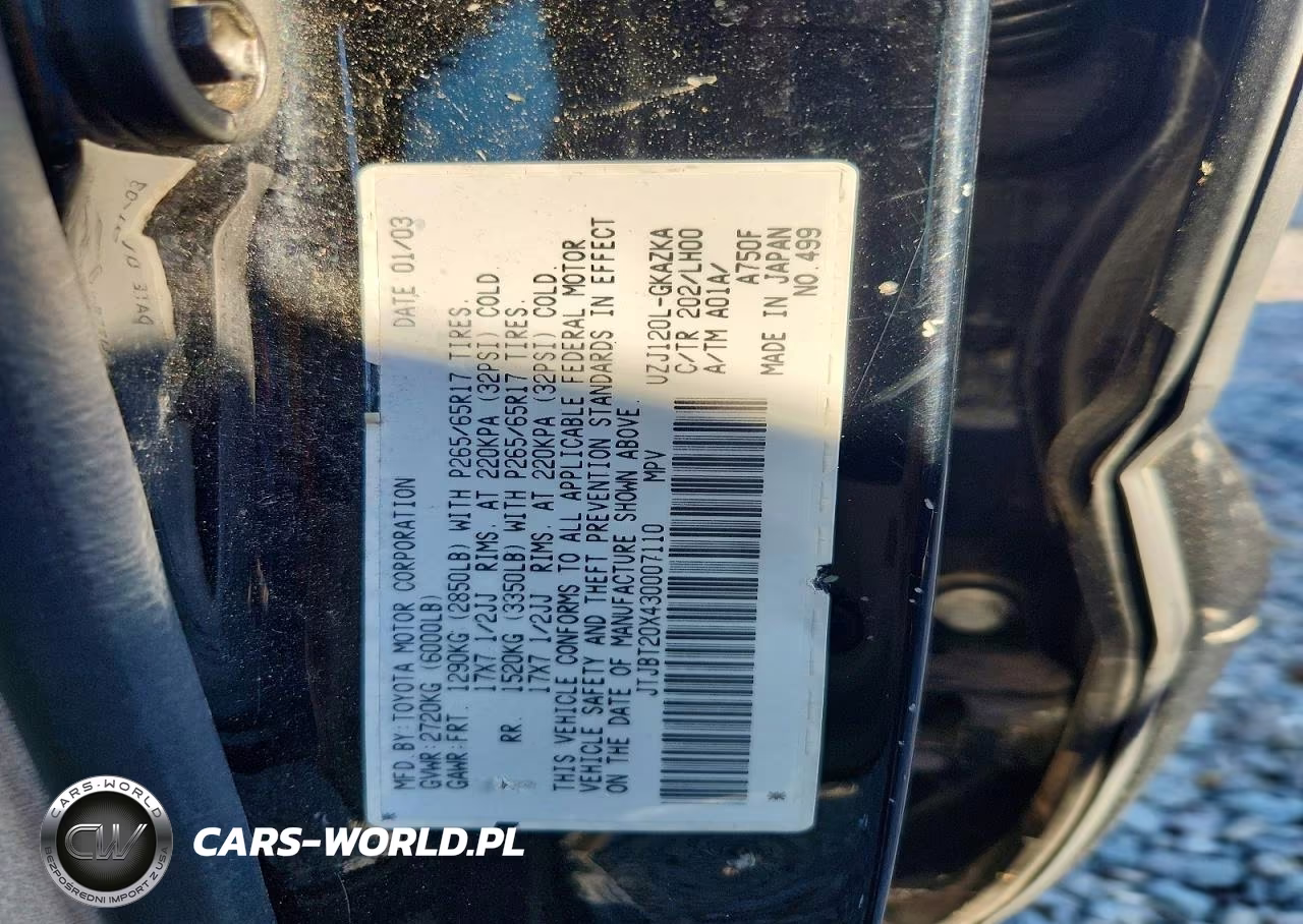2003 Lexus Gx 470 VIN:JTJBT20X430007110 - 12