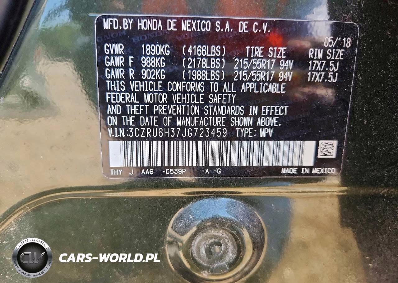 2018 Honda Hr-V Lx VIN:3CZRU6H37JG723459 - 13