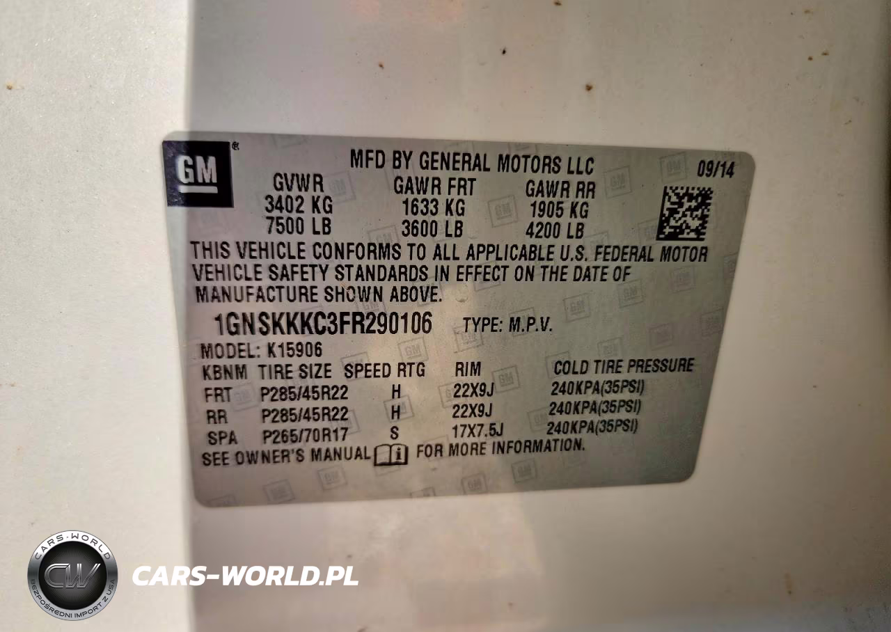 2015 Chevrolet Suburban K1500 Ltz VIN:1GNSKKKC3FR290106 - 13