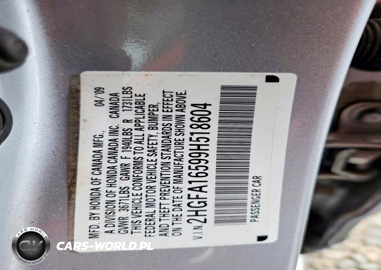 2009 Honda Civic Lx VIN:2HGFA16599H518604 - 13