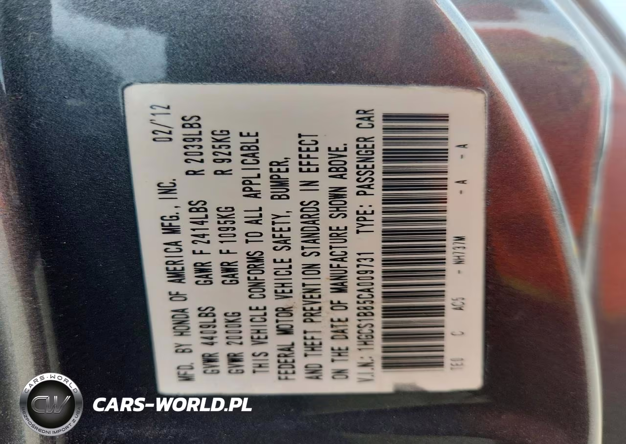 2012 Honda Accord Exl VIN:1HGCS1B85CA009731 - 12