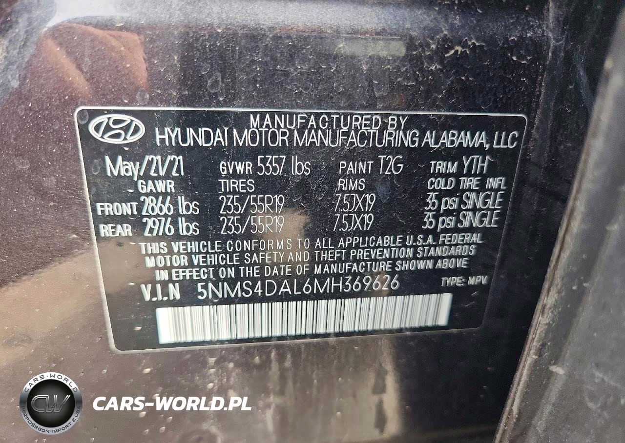 2021 Hyundai Santa Fe Limited VIN:5NMS4DAL6MH369626 - 12