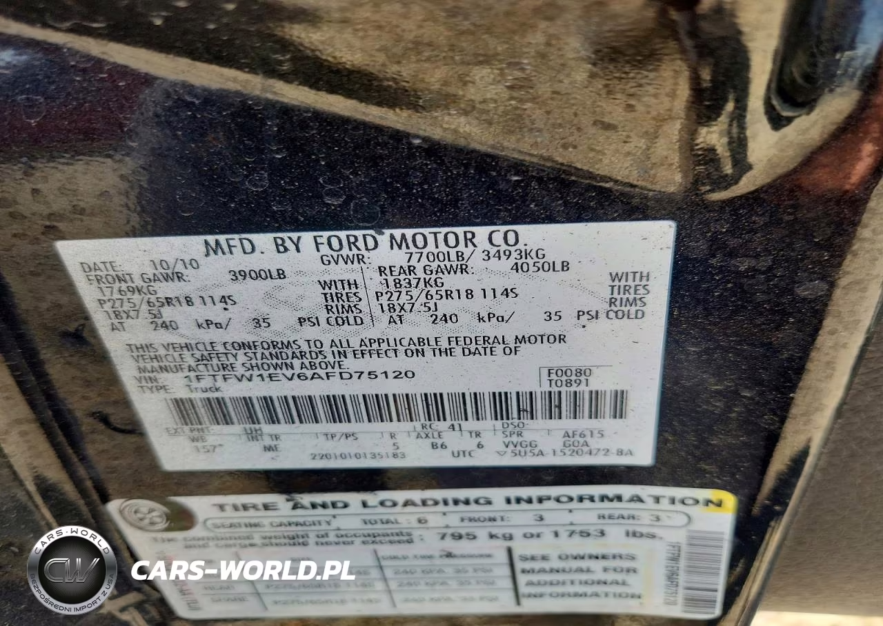 2010 Ford F150 Supercrew VIN:1FTFW1EV6AFD75120 - 12