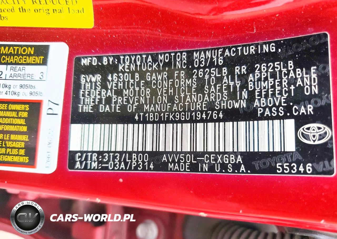 2016 Toyota Camry Hybrid Xle VIN:4T1BD1FK9GU194764 - 12
