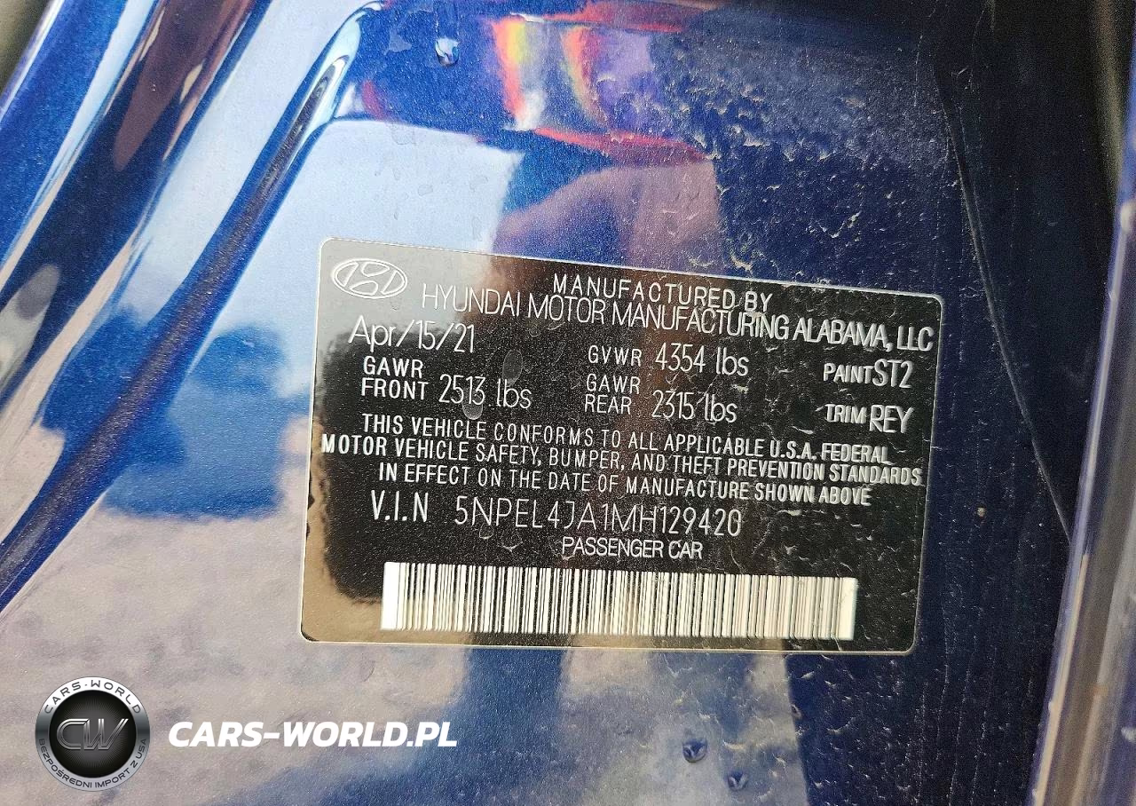 2021 Hyundai Sonata Sel VIN:5NPEL4JA1MH129420 - 13