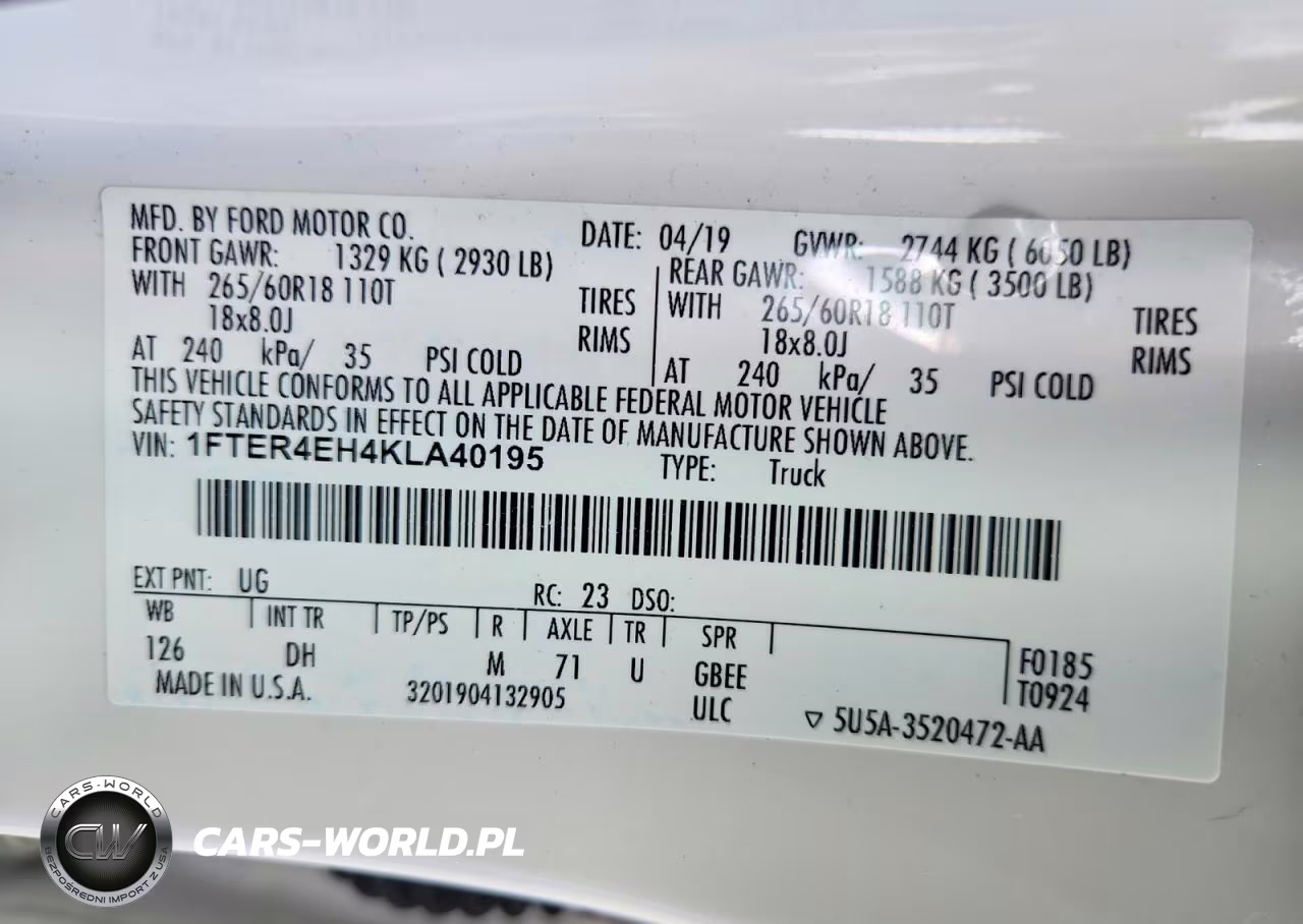 2019 Ford Ranger Xl VIN:1FTER4EH4KLA40195 - 12