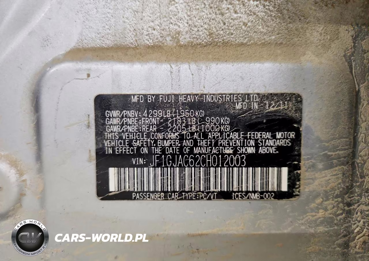 2012 Subaru Impreza Premium VIN:JF1GJAC62CH012003 - 12