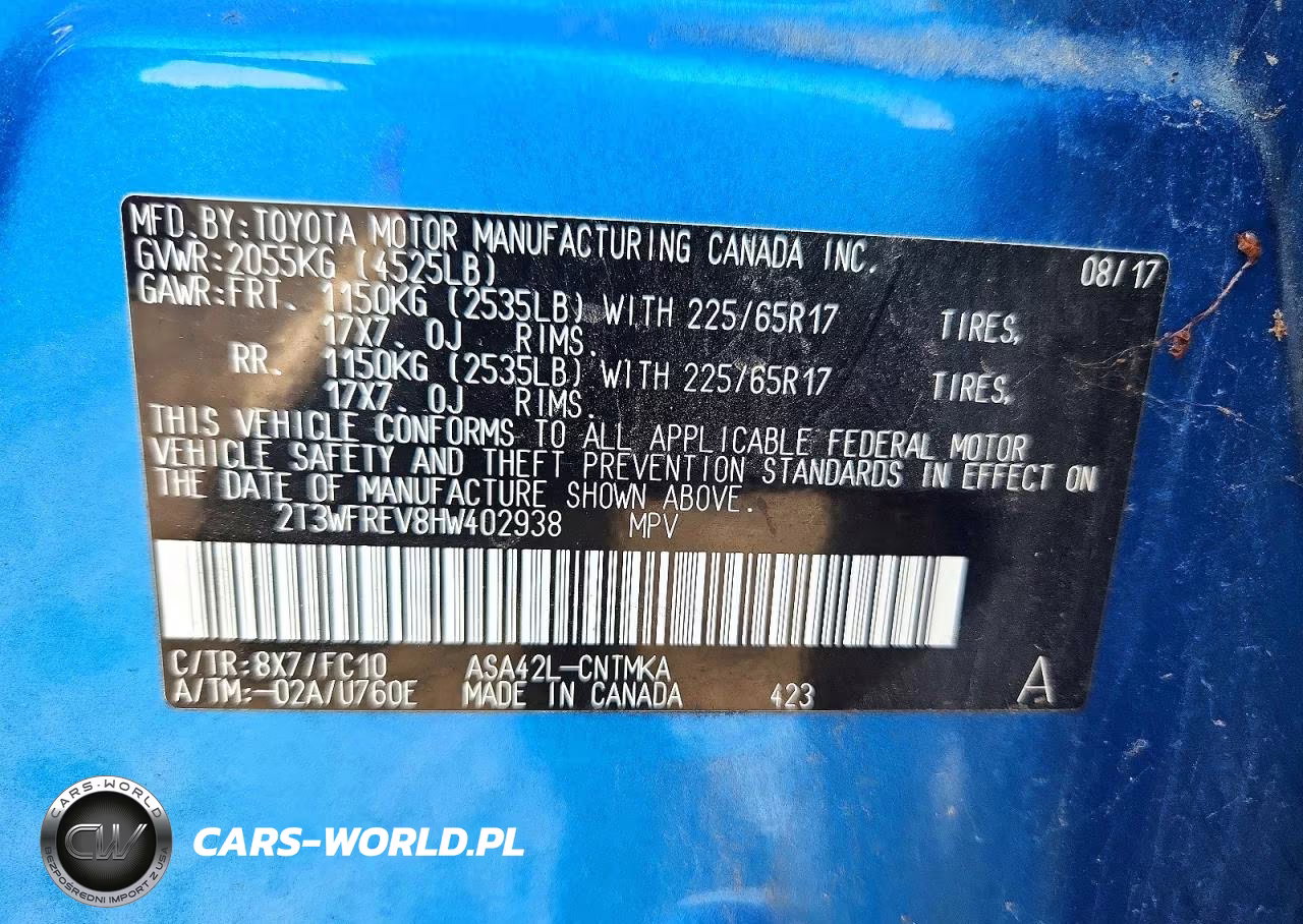 2017 Toyota Rav4 Xle VIN:2T3WFREV8HW402938 - 12
