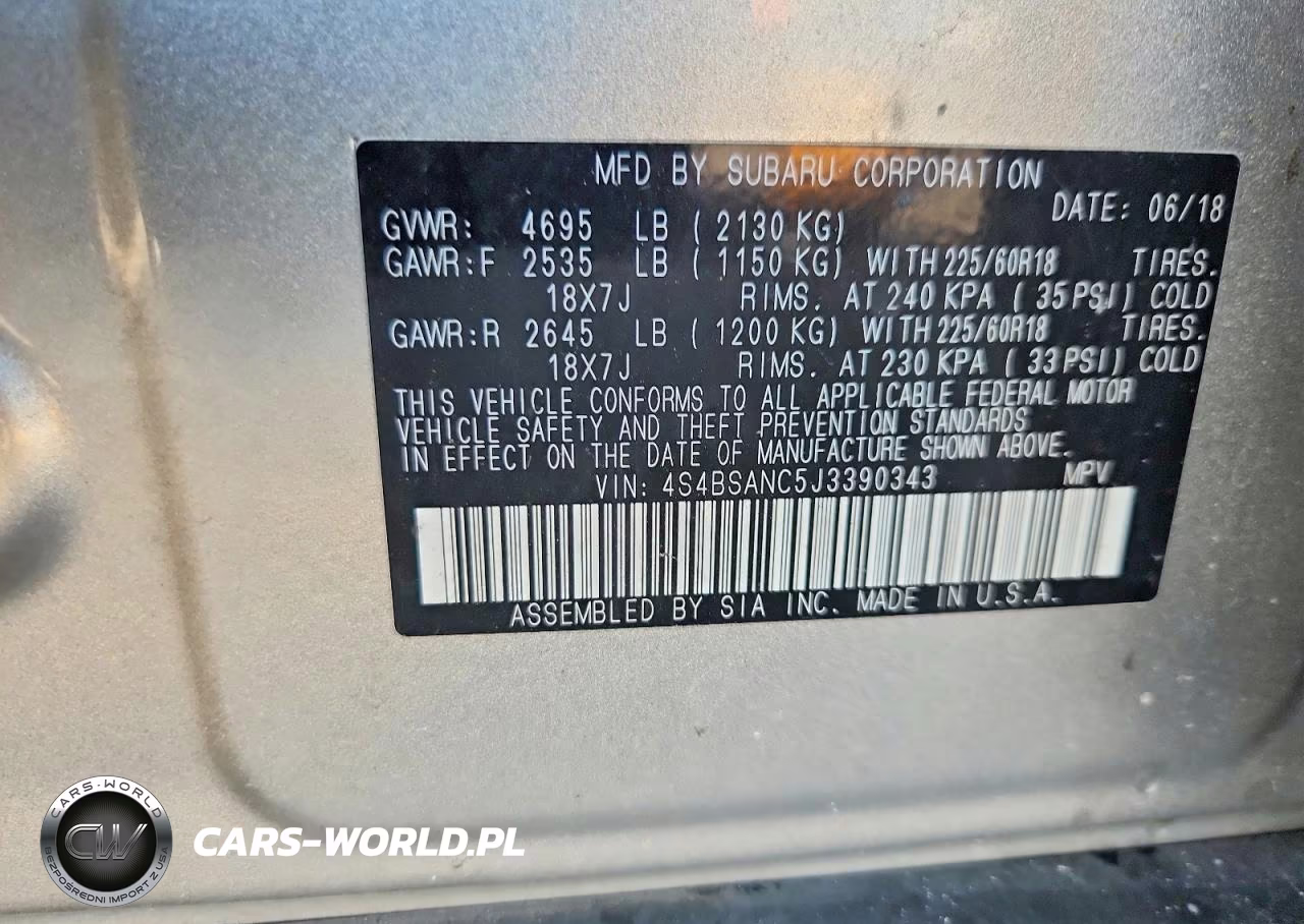 2018 Subaru Outback 2.5I Limited VIN:4S4BSANC5J3390343 - 13