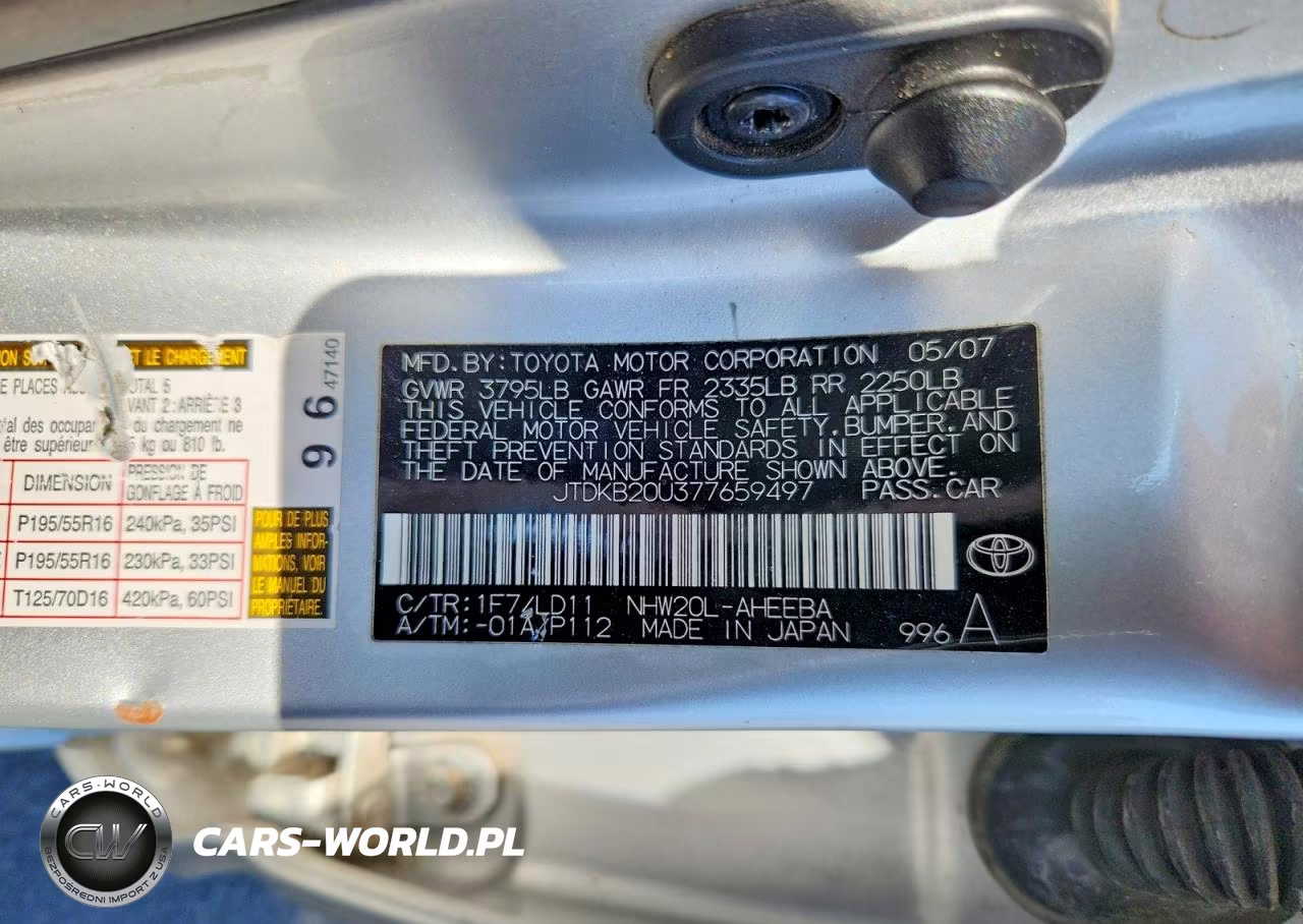 2007 Toyota Prius Touring VIN:JTDKB20U377659497 - 13