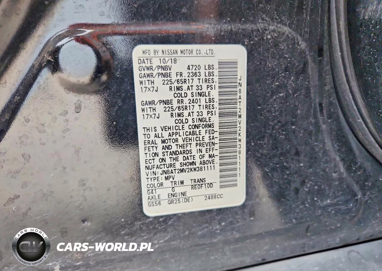 2019 Nissan Rogue Sv VIN:JN8AT2MV2KW381111 - 14