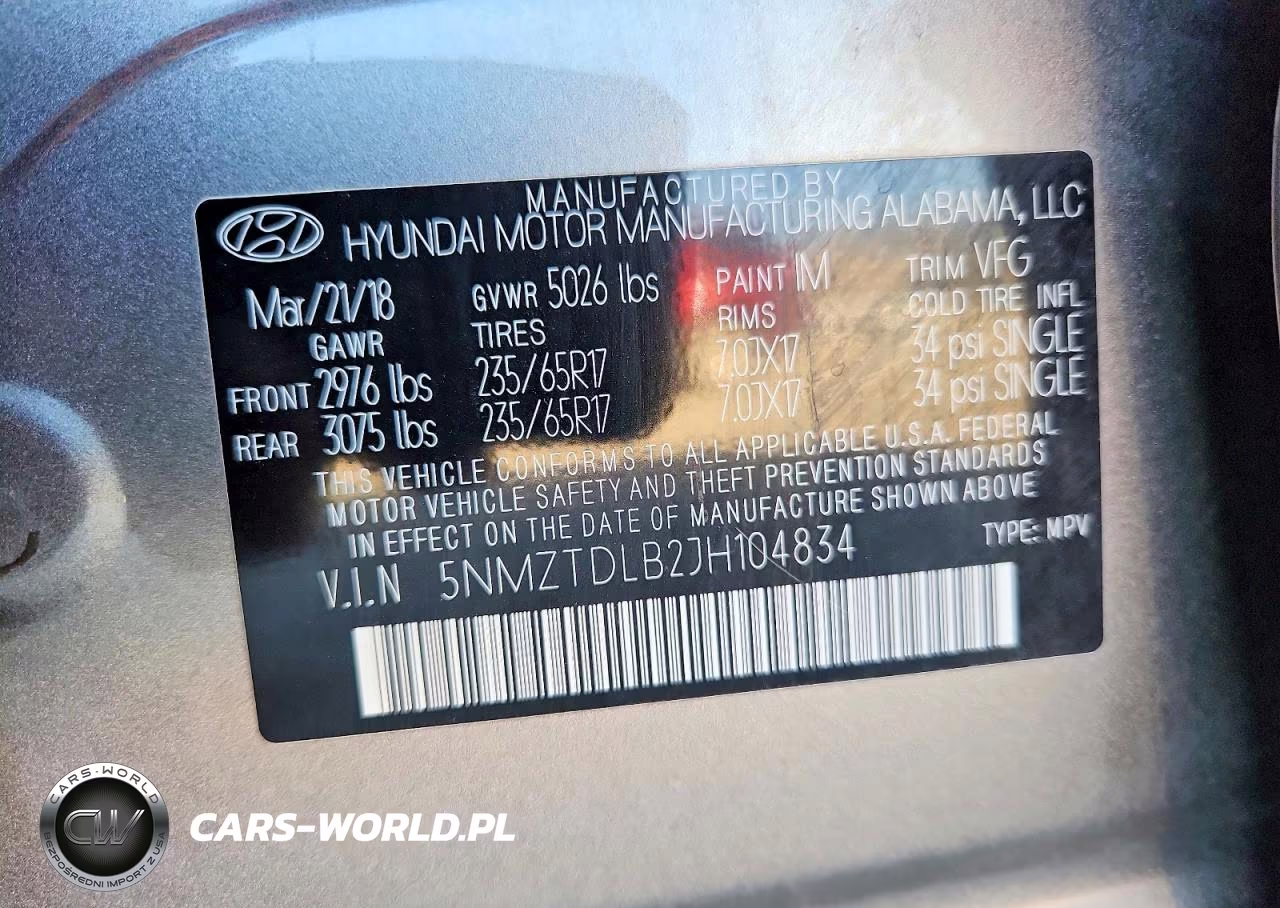 2018 Hyundai Santa Fe Sport 2.4L VIN:5NMZTDLB2JH104834 - 13