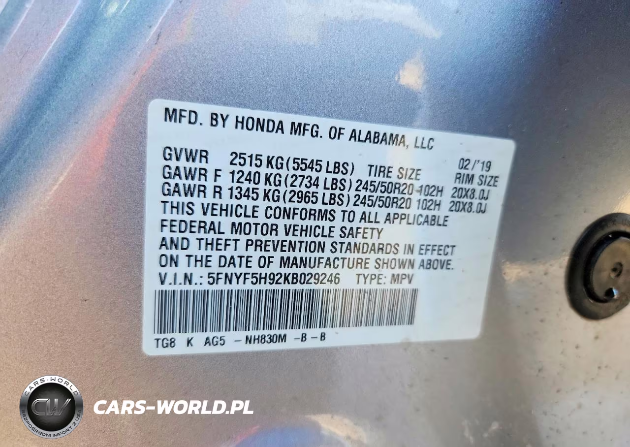 2019 Honda Pilot Touring VIN:5FNYF5H92KB029246 - 13