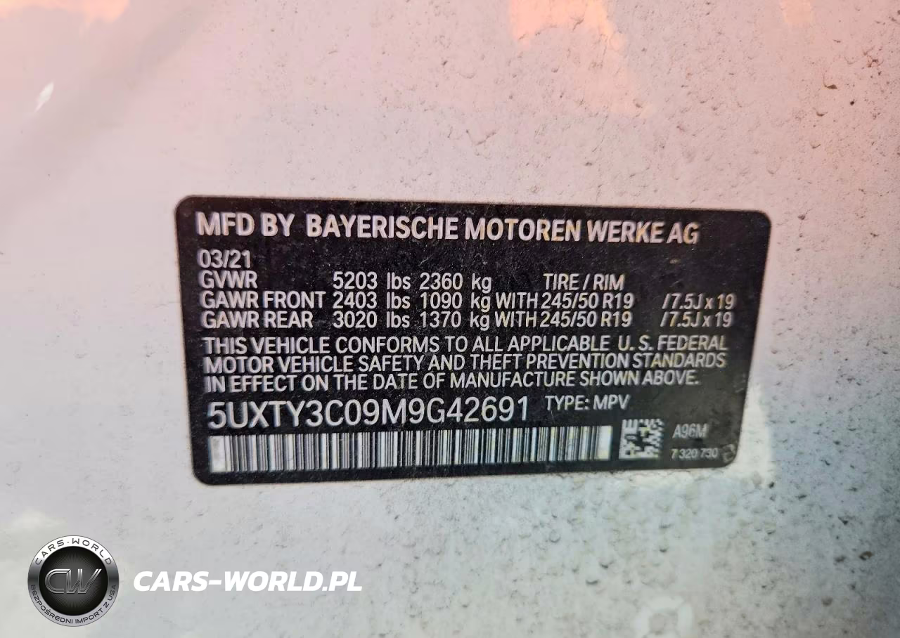 2021 BMW X3 Sdrive30I VIN:5UXTY3C09M9G42691 - 13