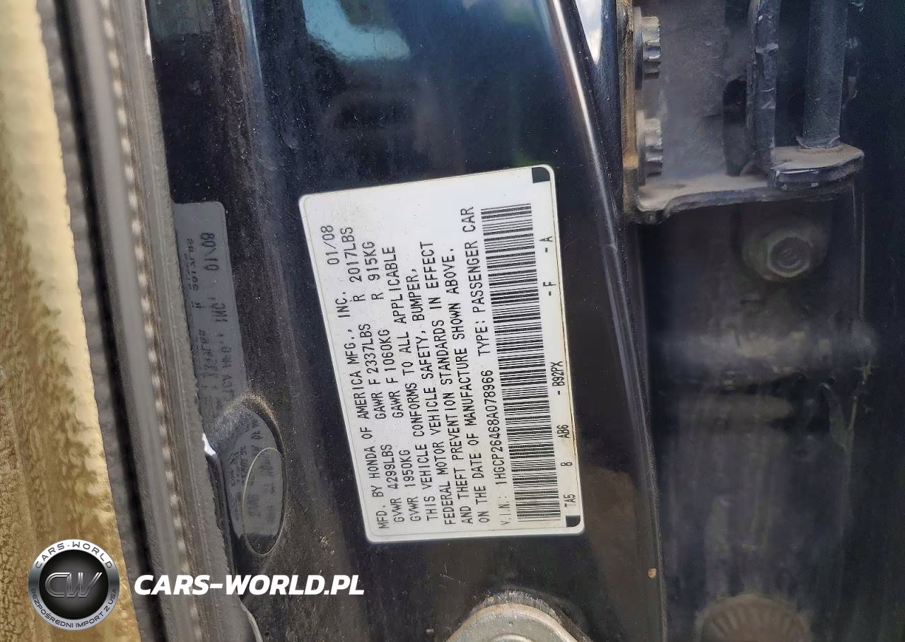 2008 Honda Accord Lxp VIN:1HGCP26468A078966 - 12