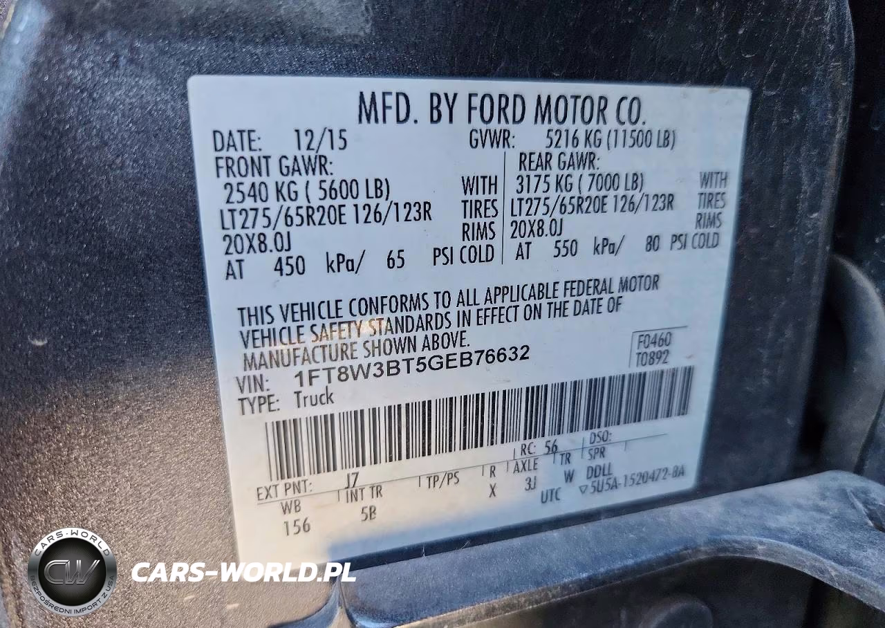 2016 Ford F350 Super Duty VIN:1FT8W3BT5GEB76632 - 12