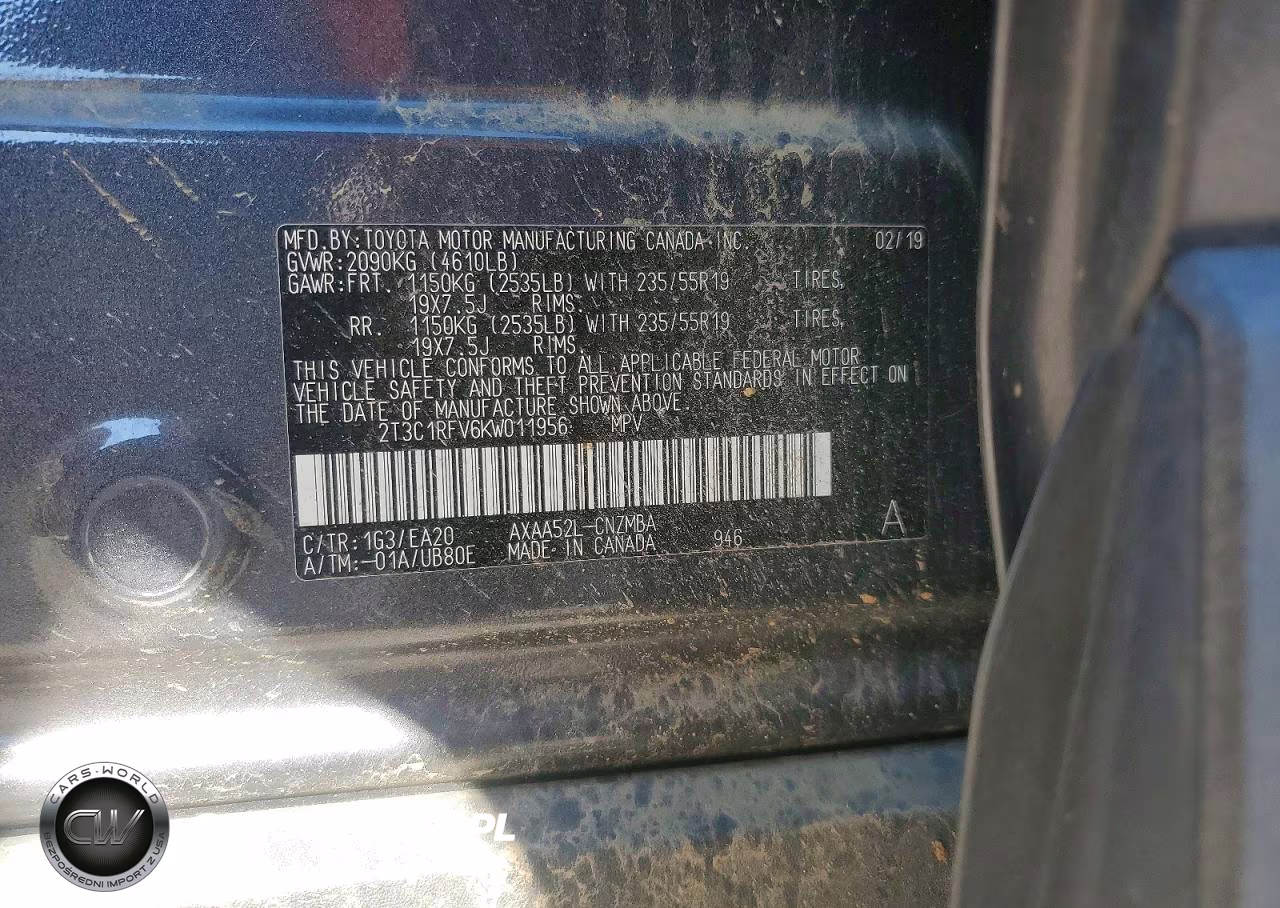 2019 Toyota Rav4 Xle Premium VIN:2T3C1RFV6KW011956 - 13