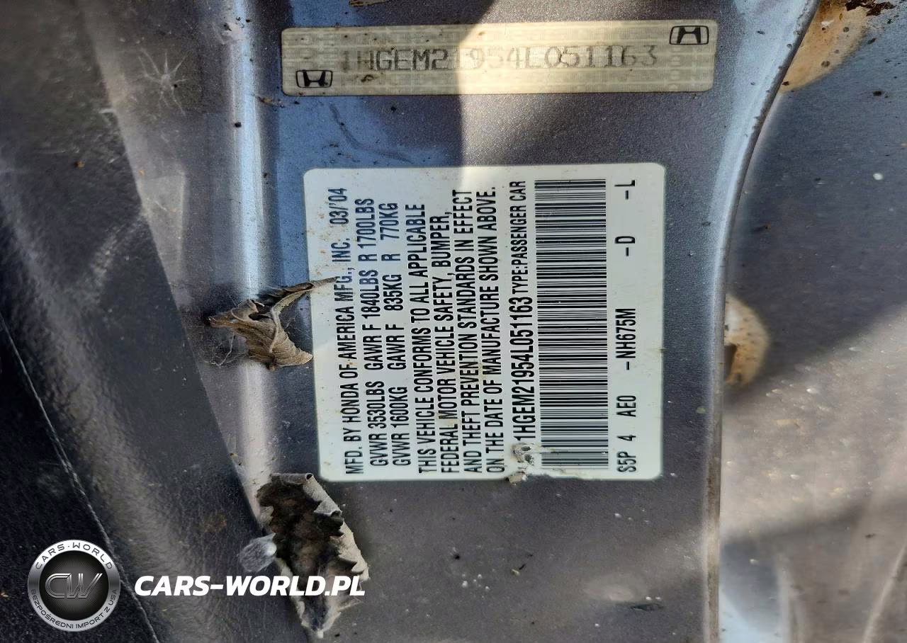 2004 Honda Civic Ex VIN:1HGEM21954L051163 - 12