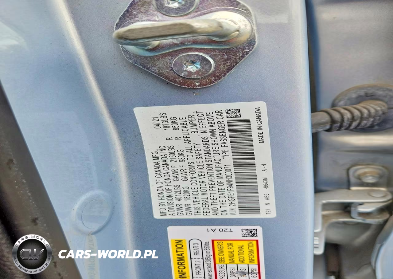 2022 Honda Civic Touring VIN:2HGFE1F94NH300071 - 13