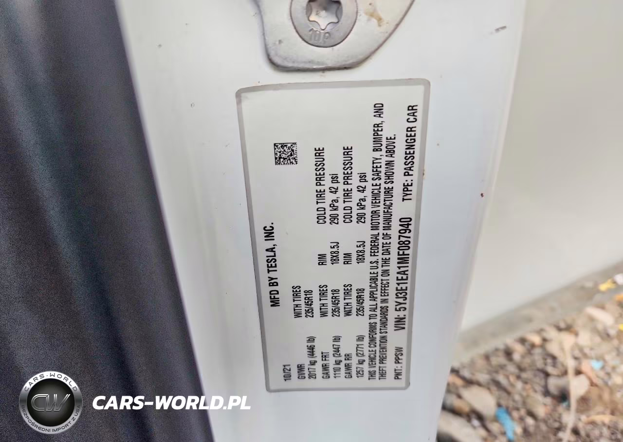 2021 Tesla Model 3 VIN:5YJ3E1EA1MF087940 - 12