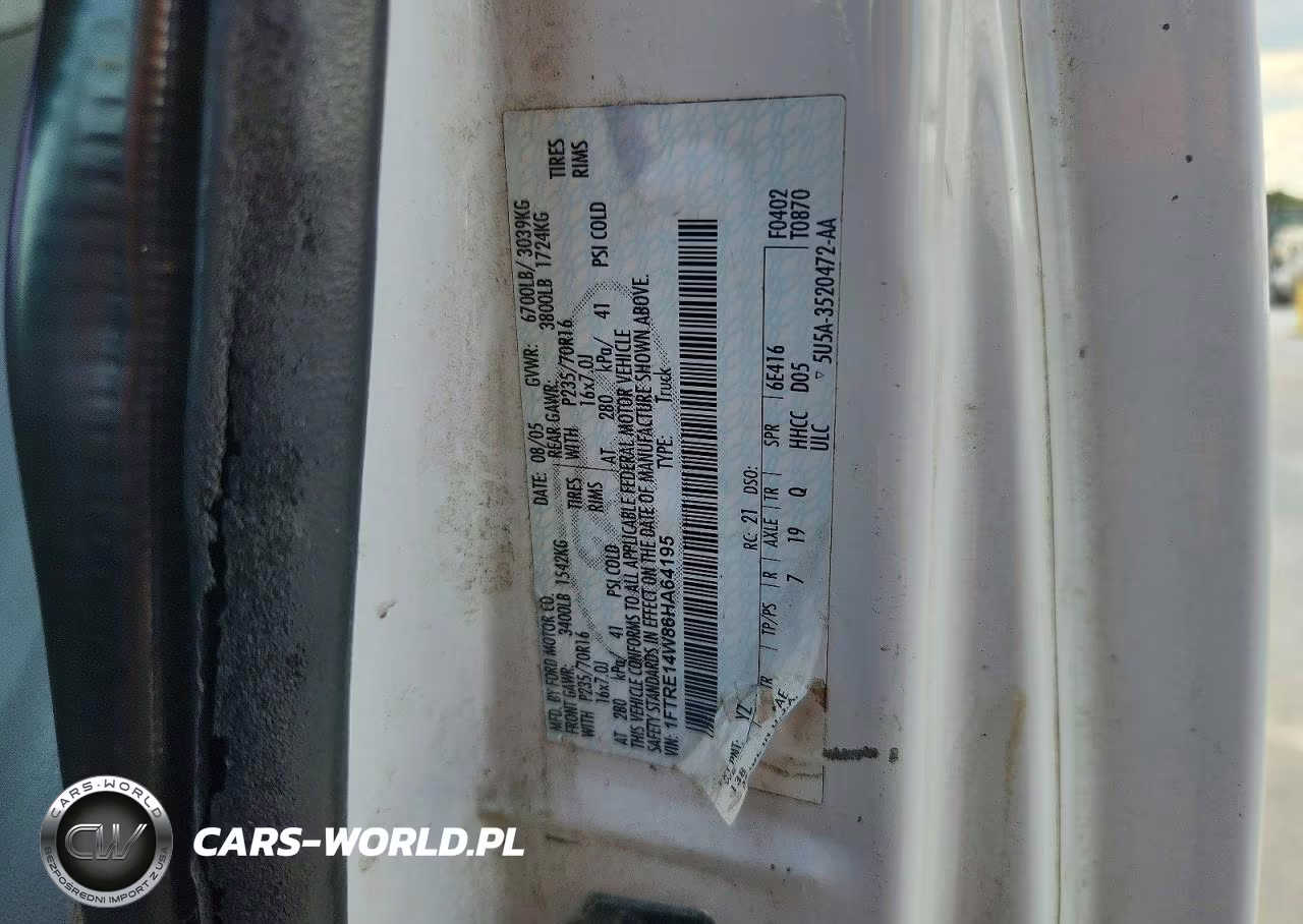 2006 Ford E150 Van VIN:1FTRE14W86HA64195 - 13