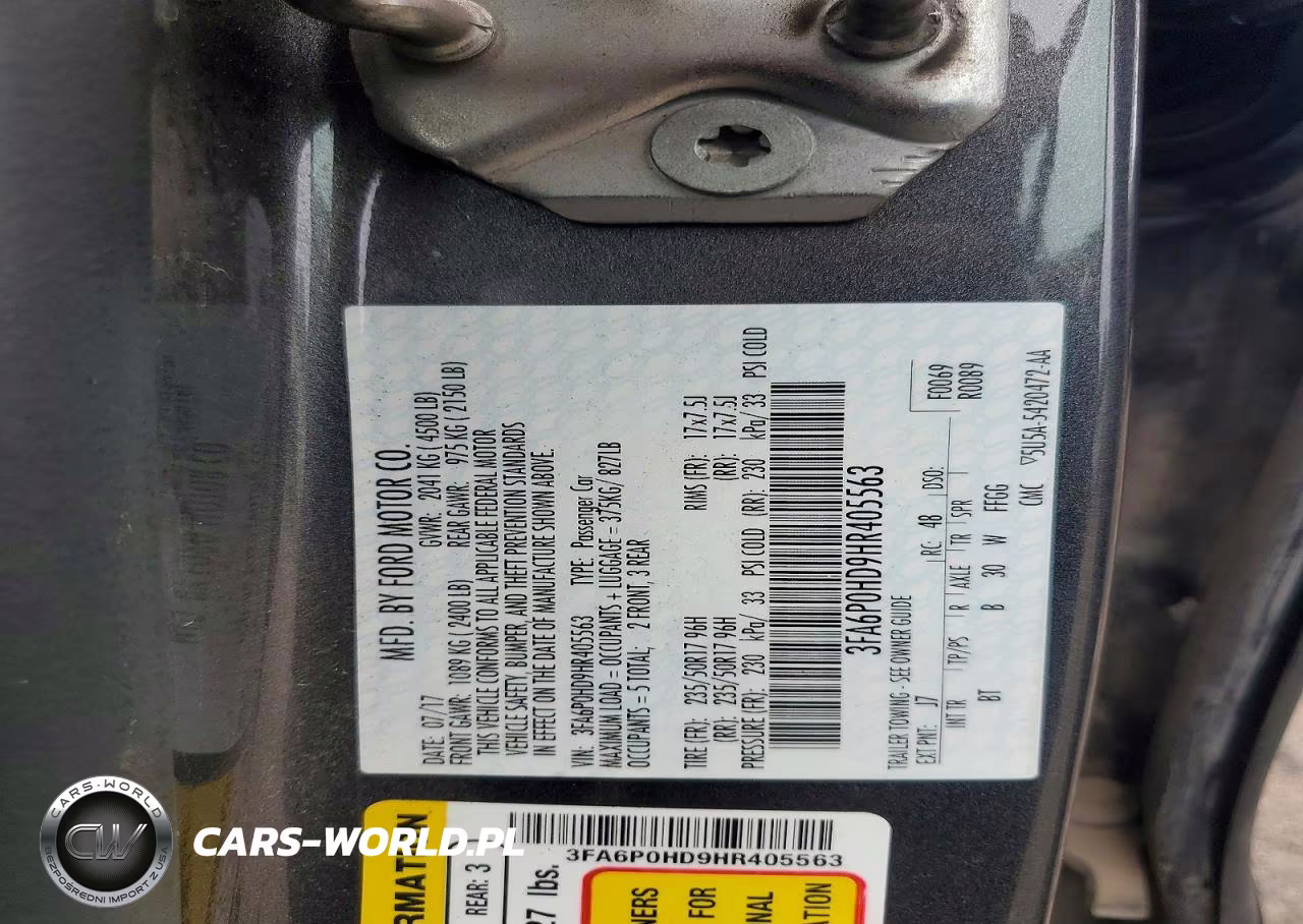 2017 Ford Fusion Se VIN:3FA6P0HD9HR405563 - 12