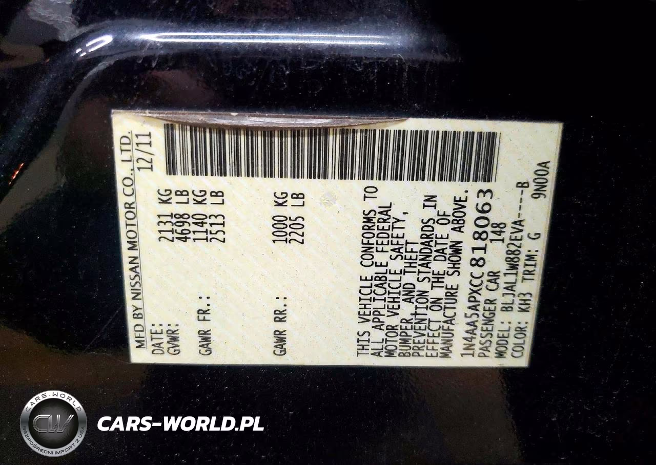 2012 Nissan Maxima 3.5 Sv VIN:1N4AA5APXCC818063 - 12