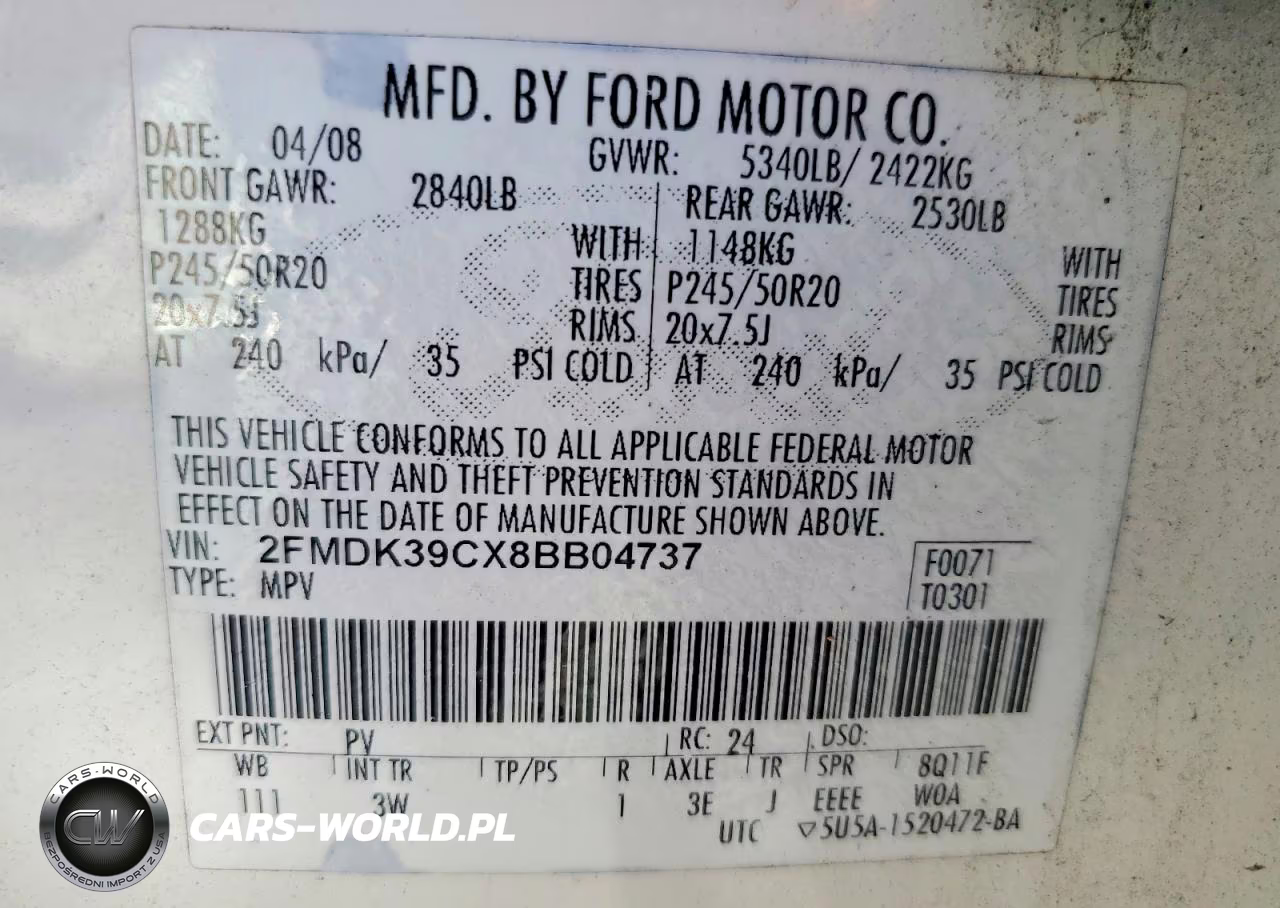 2008 Ford Edge Limited VIN:2FMDK39CX8BB04737 - 13