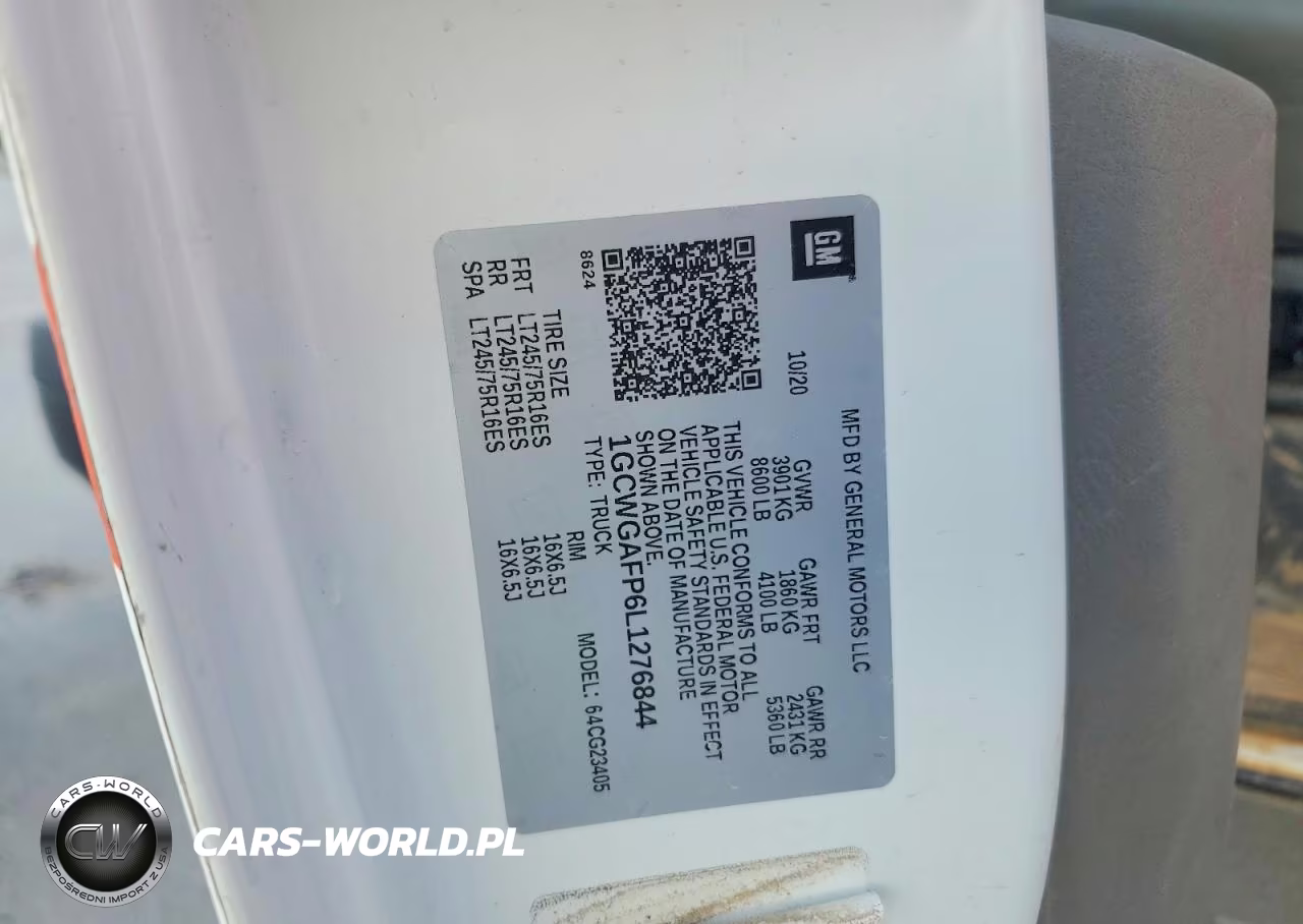 2020 Chevrolet Express G2500 Cargo VIN:1GCWGAFP6L1276844 - 13