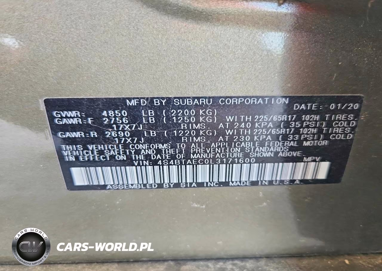 2020 Subaru Outback Premium VIN:4S4BTAEC0L3171600 - 12