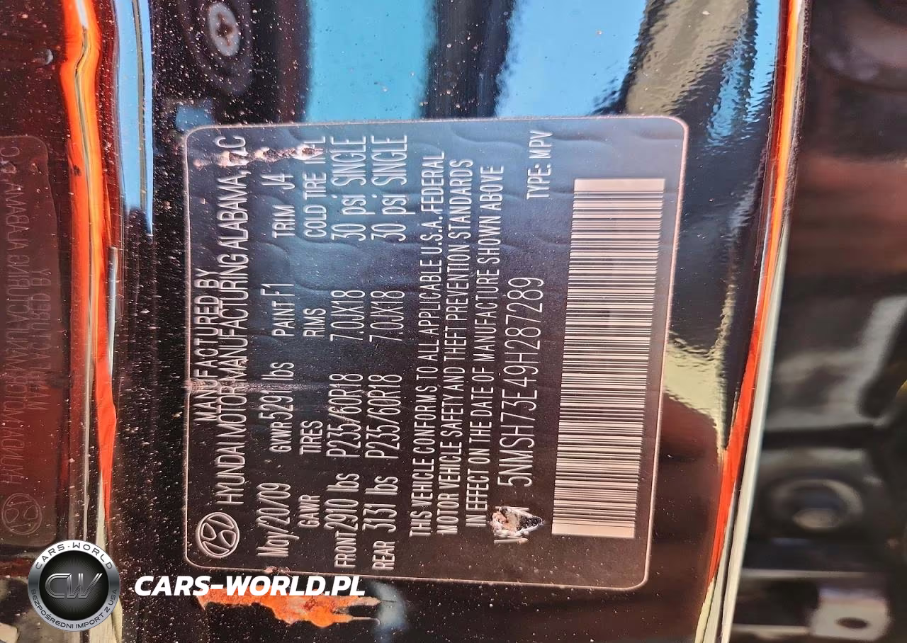 2009 Hyundai Santa Fe Se VIN:5NMSH73E49H287289 - 13