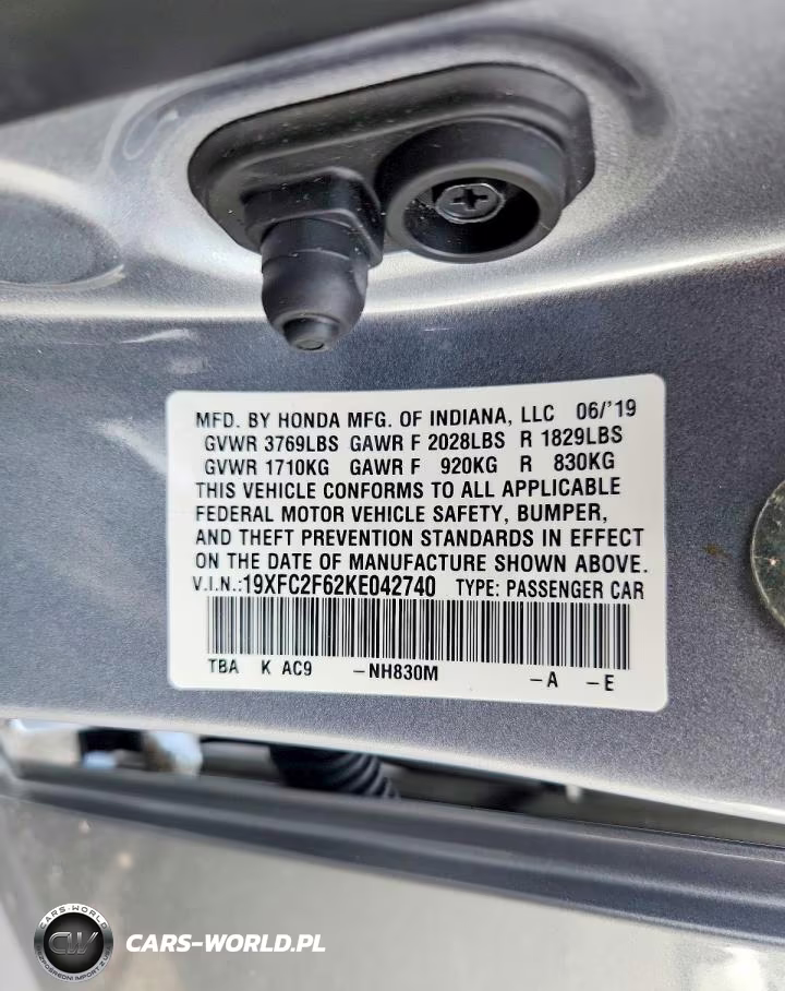 2019 Honda Civic Lx VIN:19XFC2F62KE042740 - 12