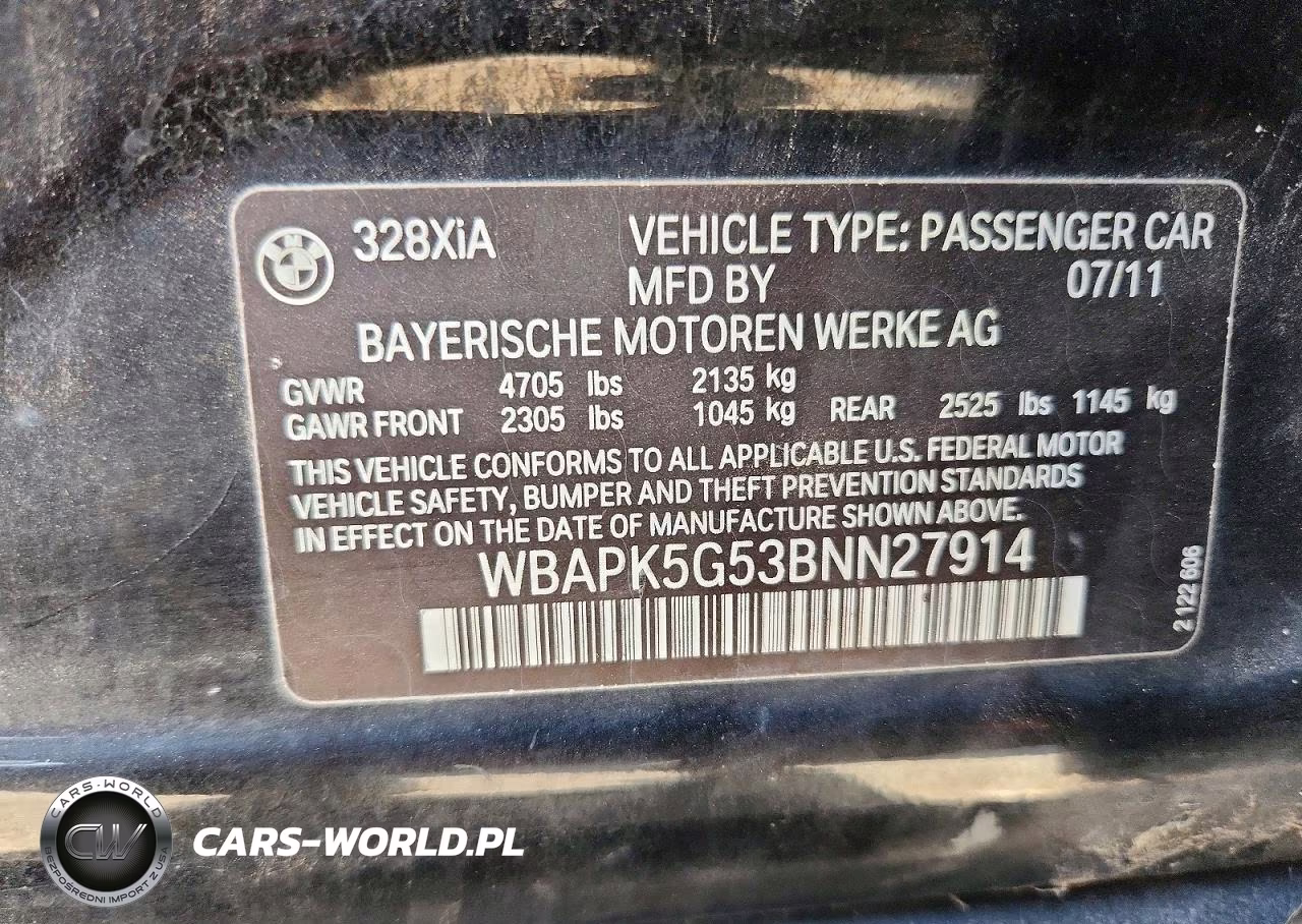 2011 BMW 328 Xi Sulev VIN:WBAPK5G53BNN27914 - 12
